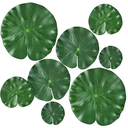 CHULAI 8 Pcs 4 Size Artificial Floating Plants Lotus Leaf Realistic Water Lily Pads for Home Garden Ponds Pool Aquarium Fish Tank Landscape Decoration