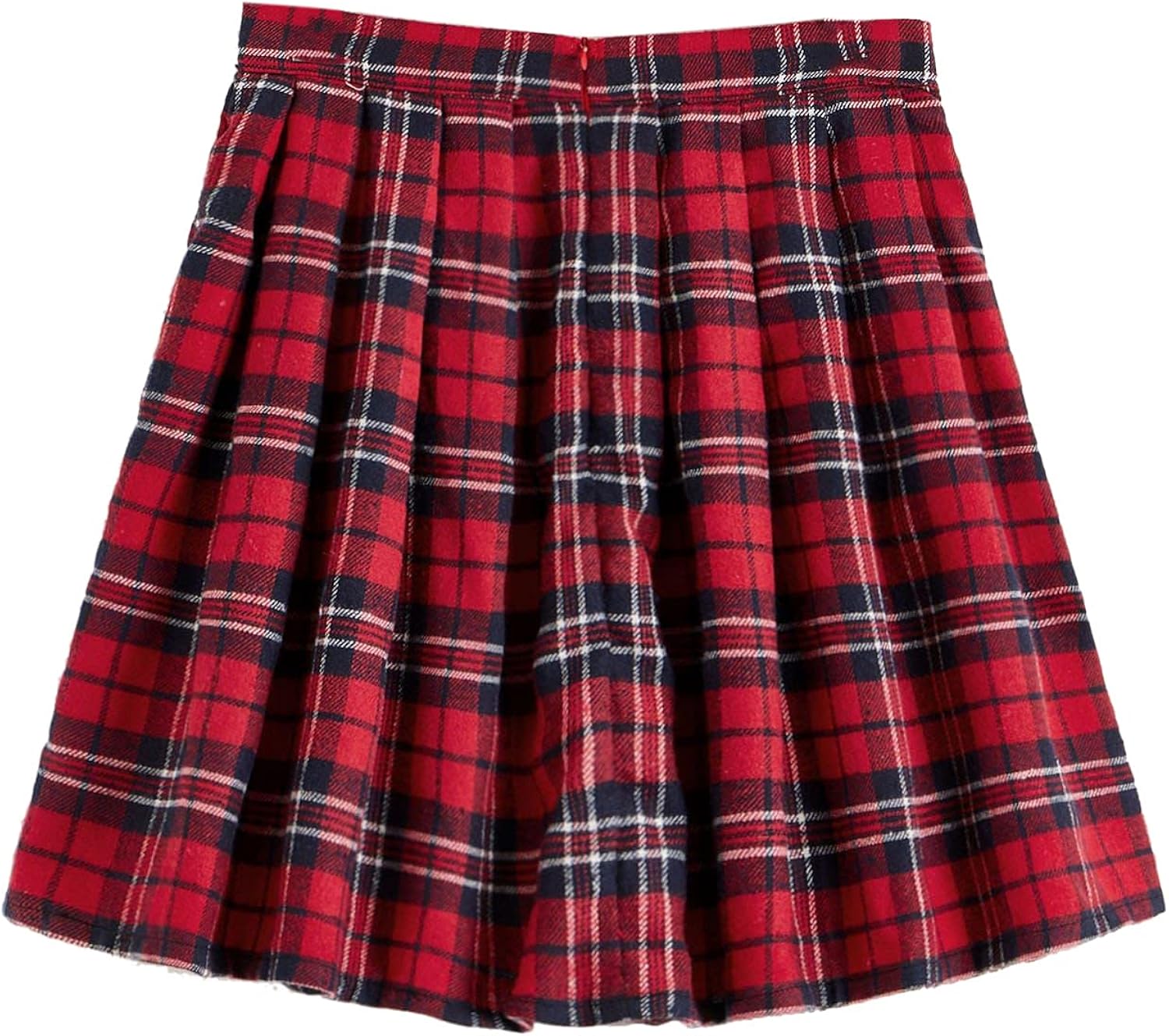 SheIn Women's Plus Size Basic Plain Grid Flared Skater Mini Short Skirt Black Large Plus Red 3X-Large Plus