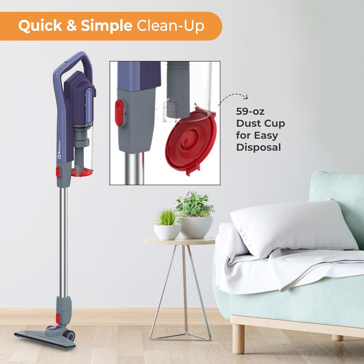Koblenz Scorpio Stick Vacuum, 3-in-1 Cyclonic Vacuum Cleaner, Bagless HEPA Filtration, 600W Motor, 59 Oz. Dust Cup, Corded, Portable, Versatile, for All Surfaces & Hard-to-Reach Places, Blue