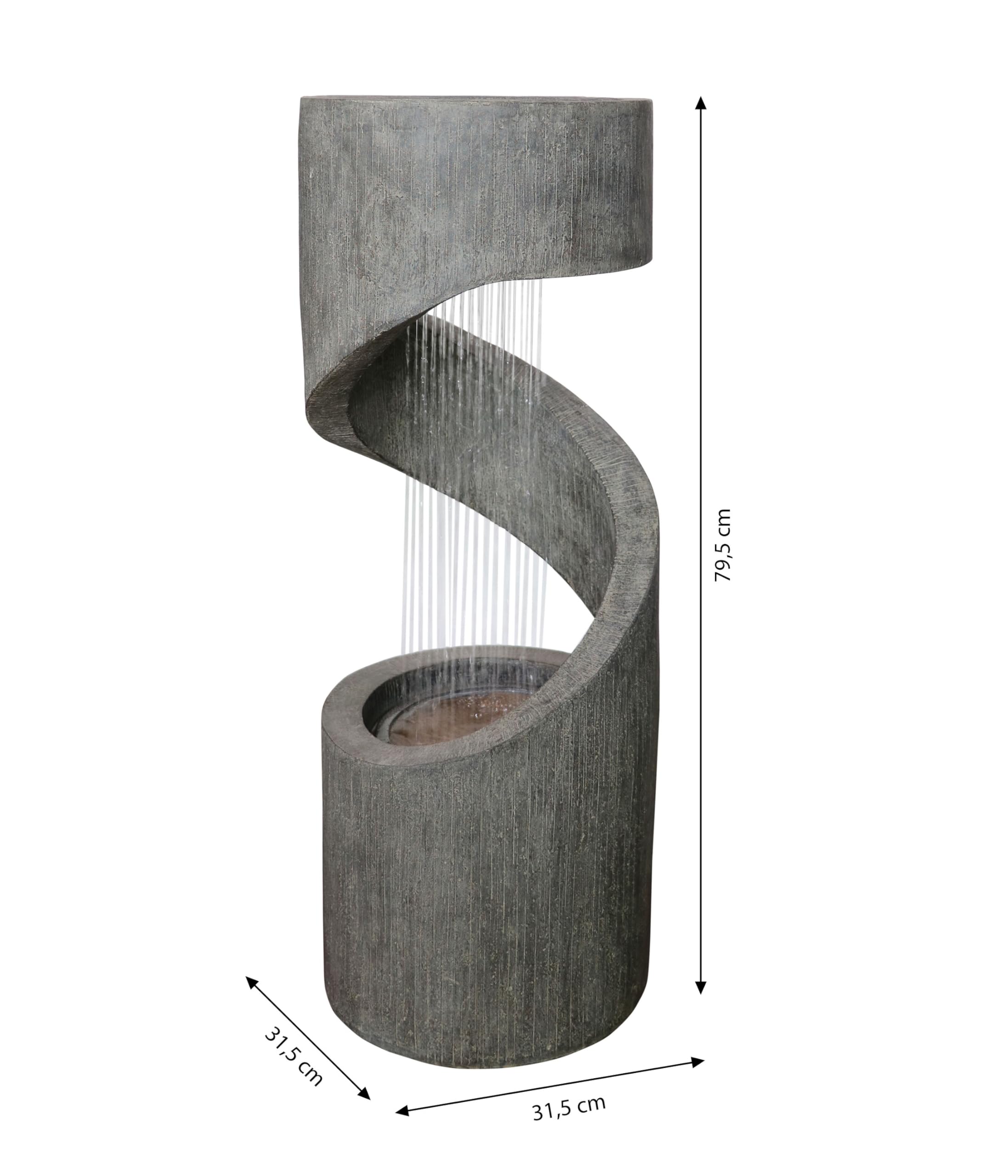 Dehner Gartenbrunnen Ronda, Solarbrunnen frostbeständig, Brunnen für Außen, mit LED Beleuchtung, ca. 79.5 x 31.5 x 31.5 cm, Polyresin, grau