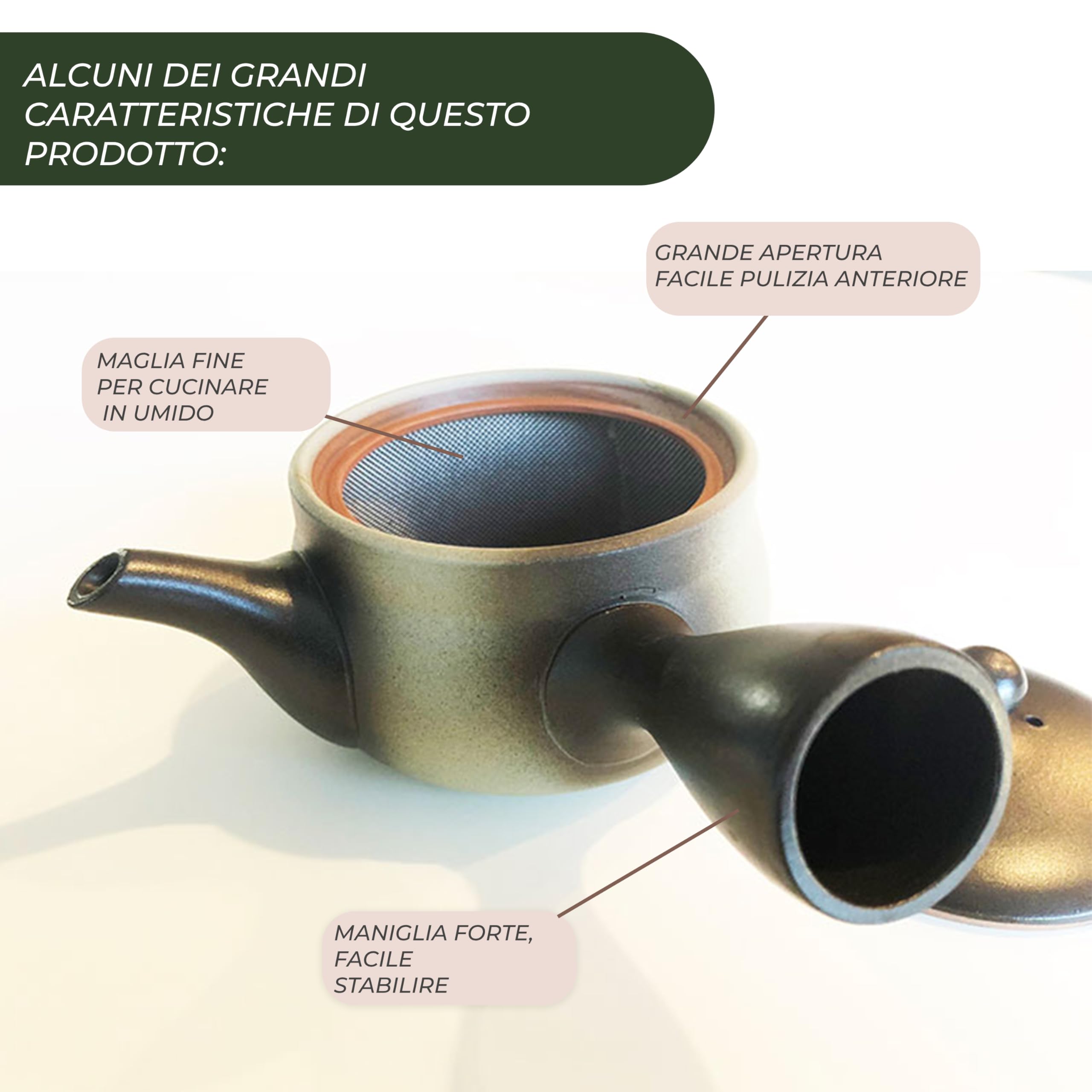 Japanese Green Tea Co. Teiera giapponese in argilla rossa per tè verde (255 ml), tradizionale teiera in argilla prodotta in Tokoname con design floreale, sistema a maglia fine per tè Fukamushi
