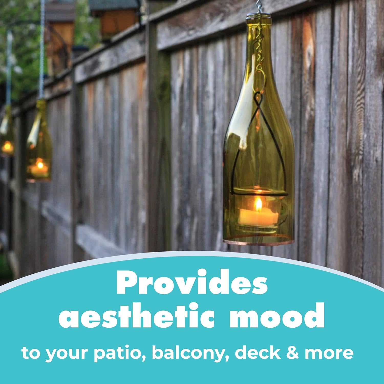 Blue Ridge Mountain Gifts Hanging Wine Bottle Indoor/Outdoor Lantern Lights - Decorative Lights Votive Candle Holder, Great for Rustic Wedding Decorations, Patio Decor, or Garden Decor, Yellow (1pc)