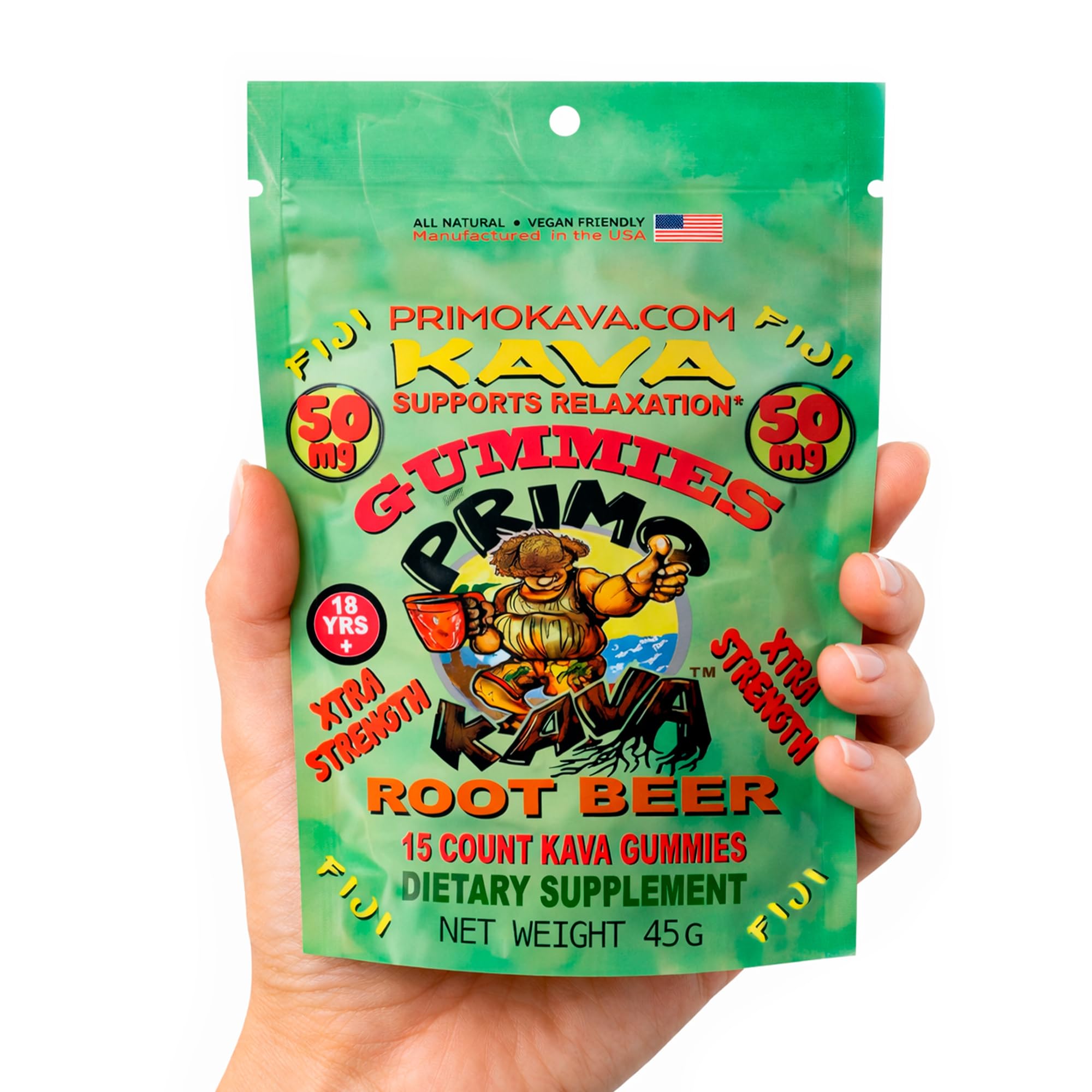 Kava Kava Gummies 50mg – Strong Noble Kava with 50mg Kavalactones for Calm & Relaxation – Alcohol-Free – Fast-Acting Fiji Kava Root Extract- Certified 3rd Party Testing – Root Beer Flavor – 15 Count