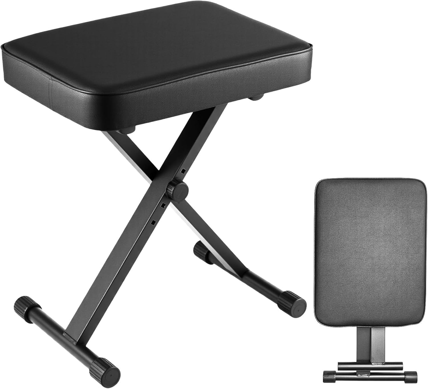 Generisch Klavierhocker Höhenverstellbar, Faltbarer Flexibilität Keyboardhocker mit Gepolsterter Sitzfläche, Stabiler Klavierstuhl aus Stahl, rutschfest & Tragbar