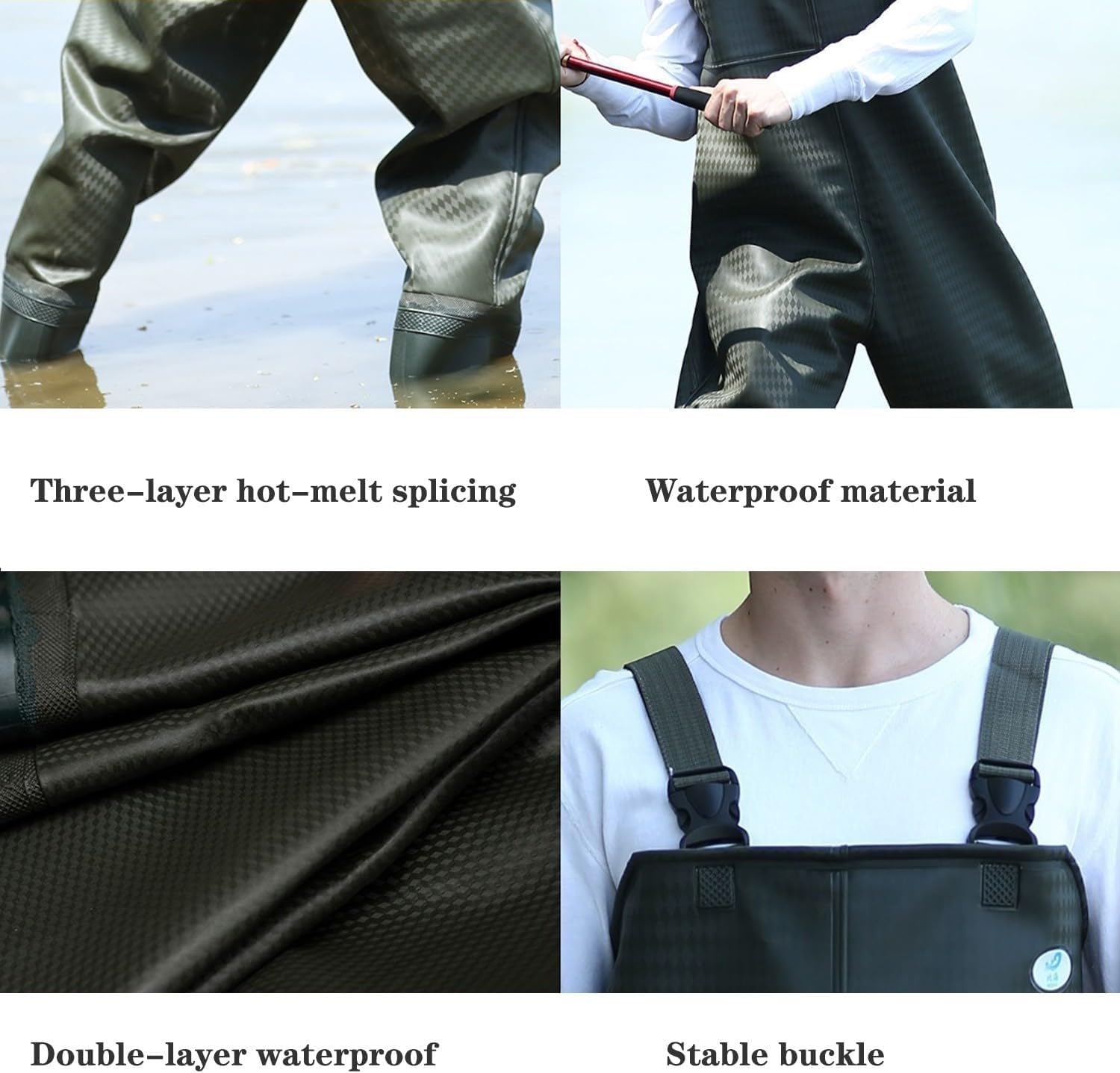Trampolieri da Uomo Tuta Impermeabile, Multifunzione Trampolieri Petto Trampolieri Stivali di Gomma Stivali di Gomma Vita Hip Waders Mens Caccia Pesca Bootfoot Traspirante 41