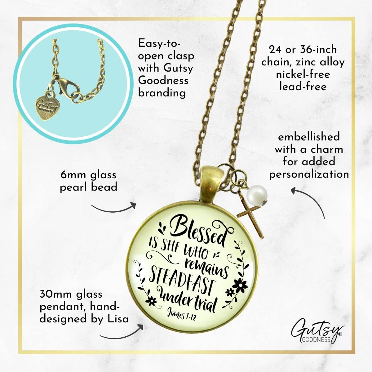 Gutsy Goodness Hope Words Necklaces Handmade Encouragement Message Jewelry Pendants