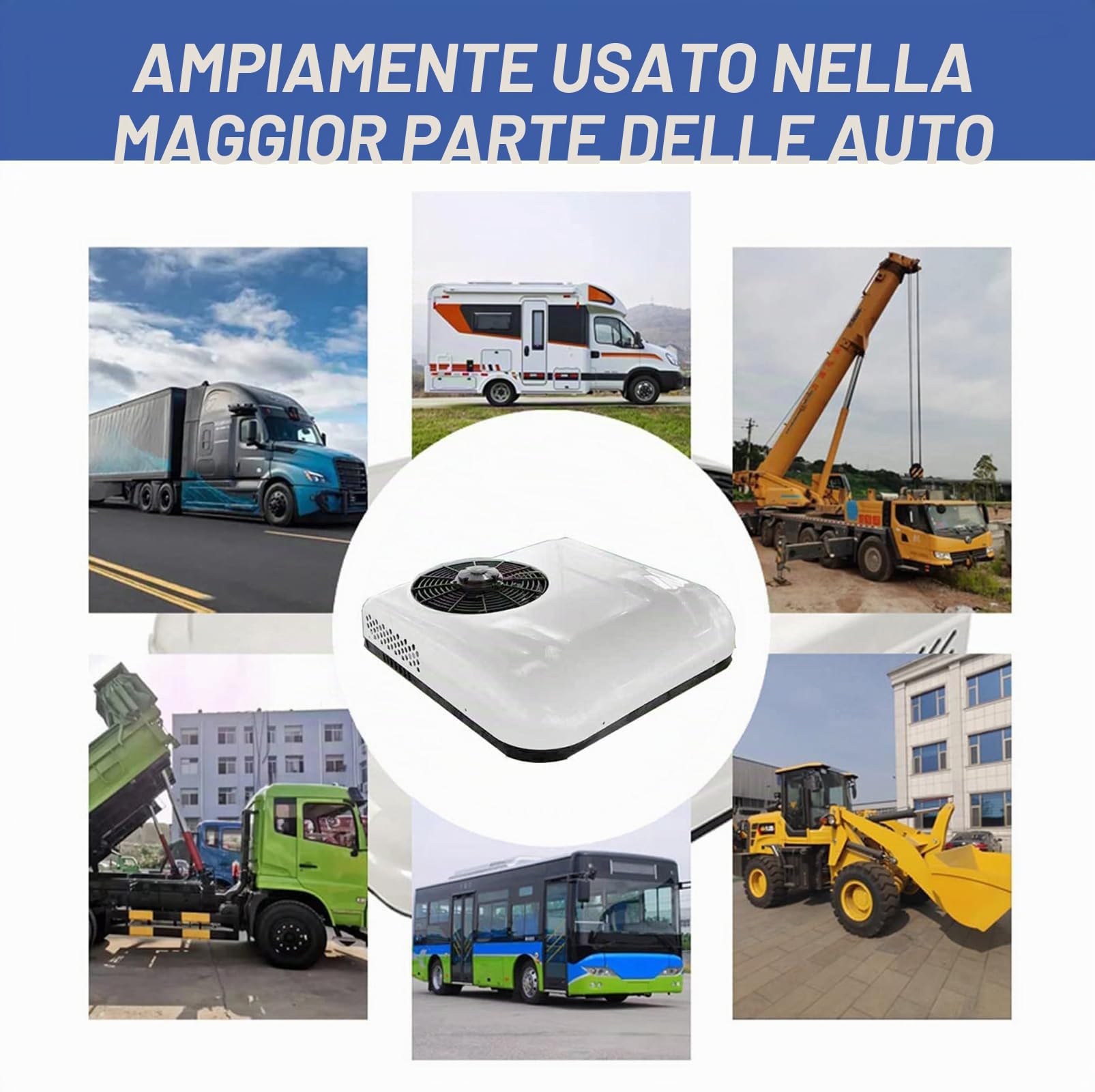 Condizionatore d'Aria da Tetto per Camper 2 in 1, Condizionatore d'Aria per Camion Elettrico Universale 12V con Raffreddamento e Riscaldamento, 8 Ore di Funzionamento, Basso Rumore
