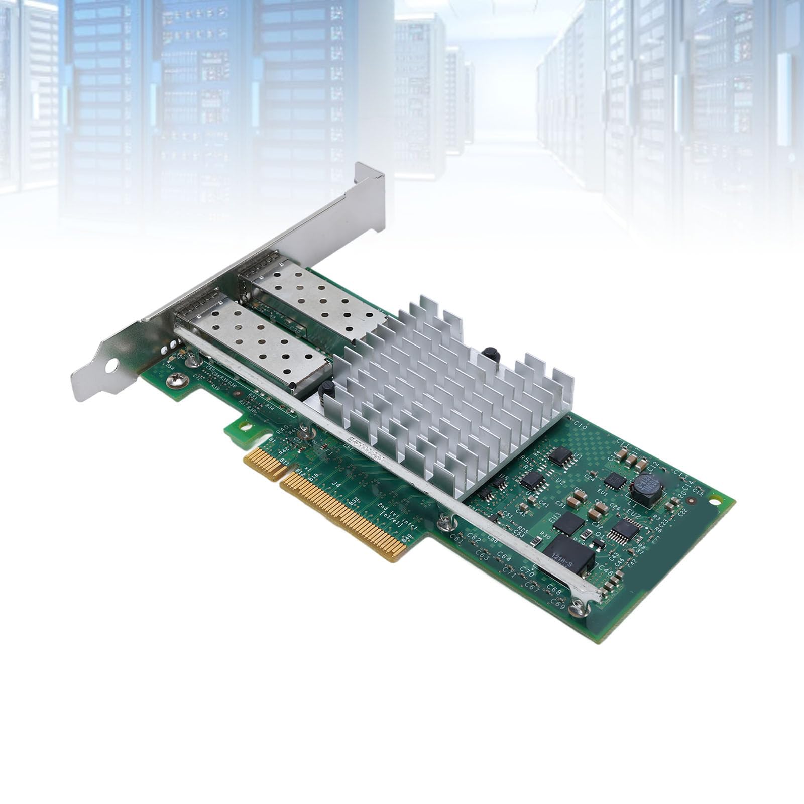 Ejoyous Scheda di Rete SFP+ da 10 Gbps, Adattatore Ethernet PCB PCIe X8 10 Gbps con Chip 82599 a Doppia Porta SFP+, Supporto Coda VT per Aggiornamento di Rete Server X520 DA2 per Sistemi in Fibra