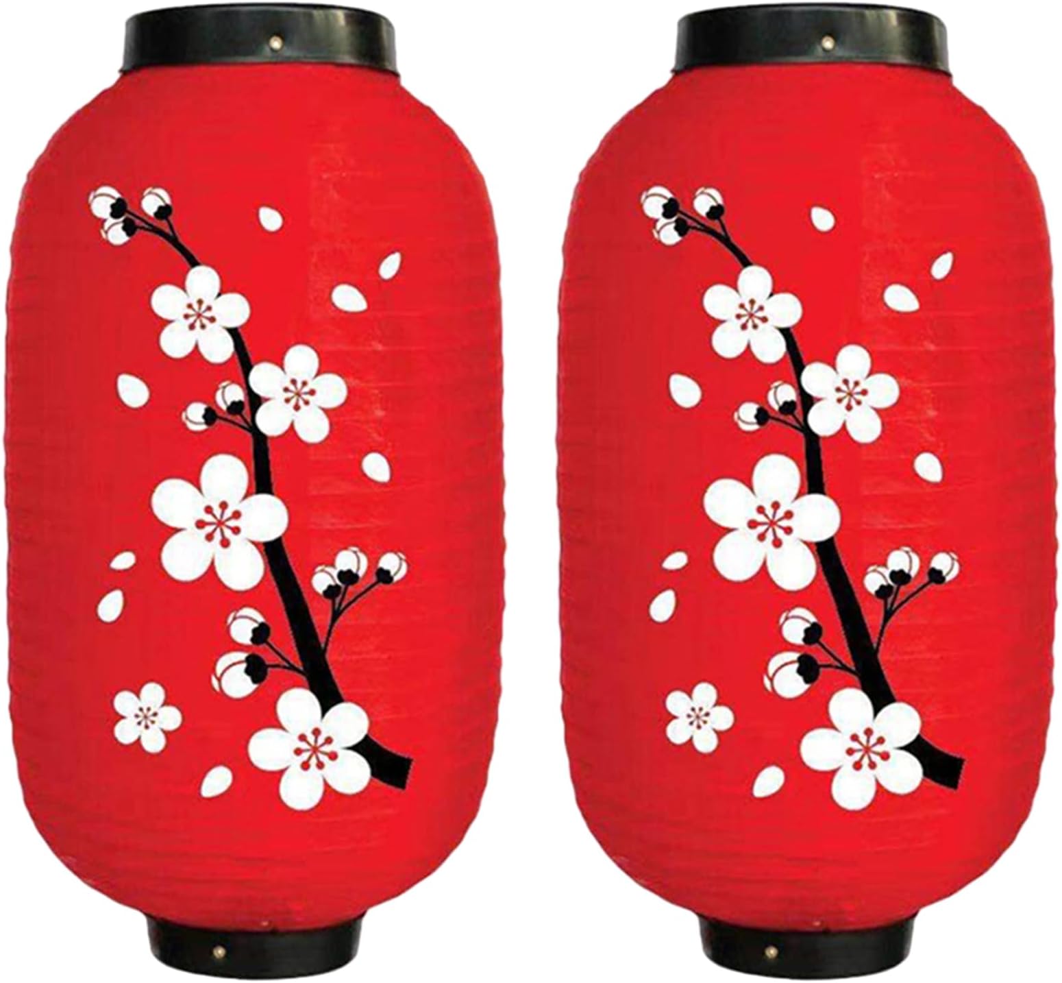 Cherry Blossom Lantern 2Pcs Water Resistant Japanese Lantern 9.8x17.7 Inch Cherry Blossom Lamp for Japanese Party Decorations, Red