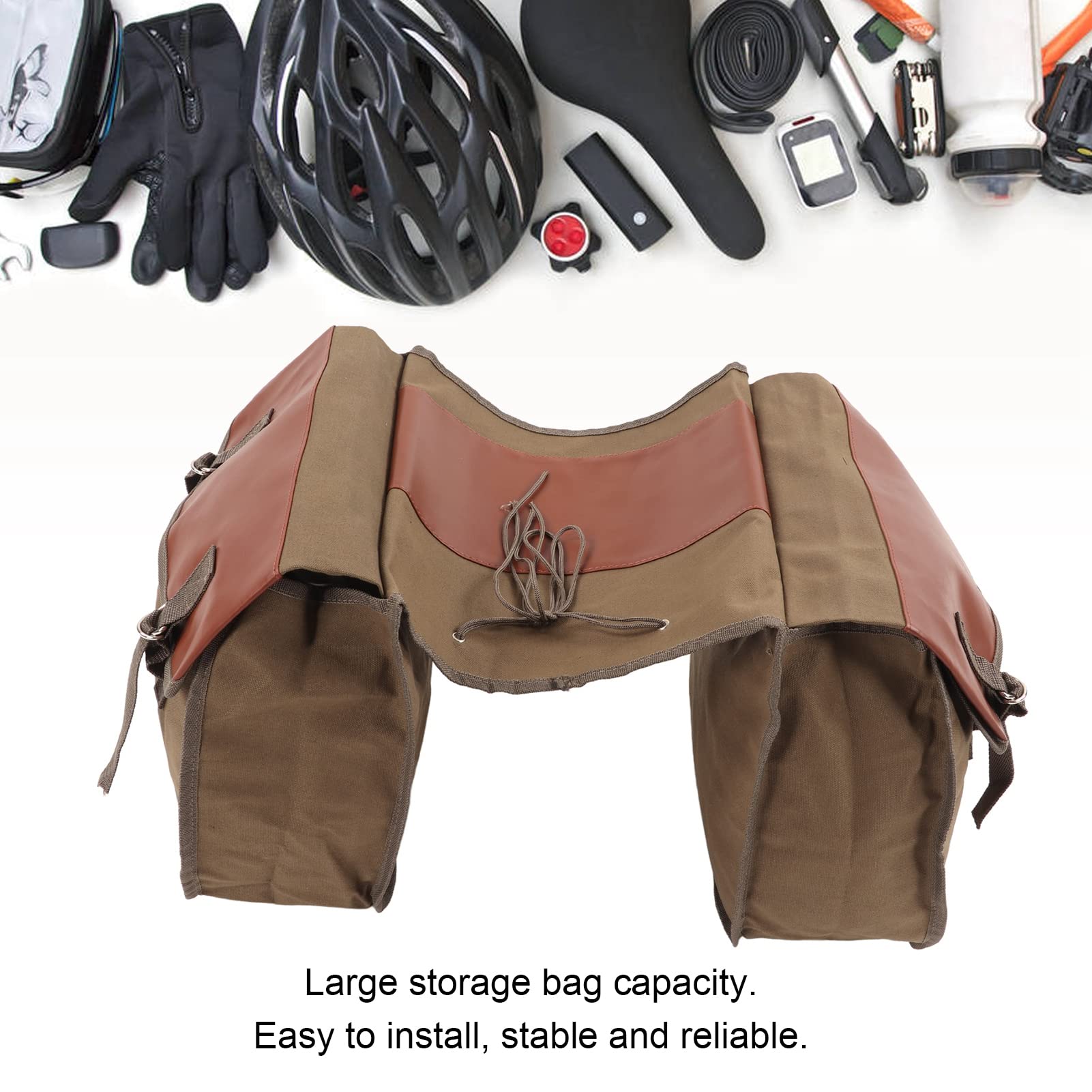 POENVFPO Borsa per Biciclette, Tela e Cuoio in Pelle Borsa per Bici da Bicchetta Sacca per Carrier Bagforto per Bagnella