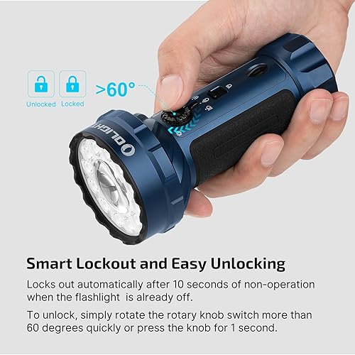 Miniatura 7 de OLIGHT Marauder Mini 2 linterna brillante de 10,000 lúmenes con distancia de haz de 2,460.6 ft, luz recargable con carga dual y 5 modos de