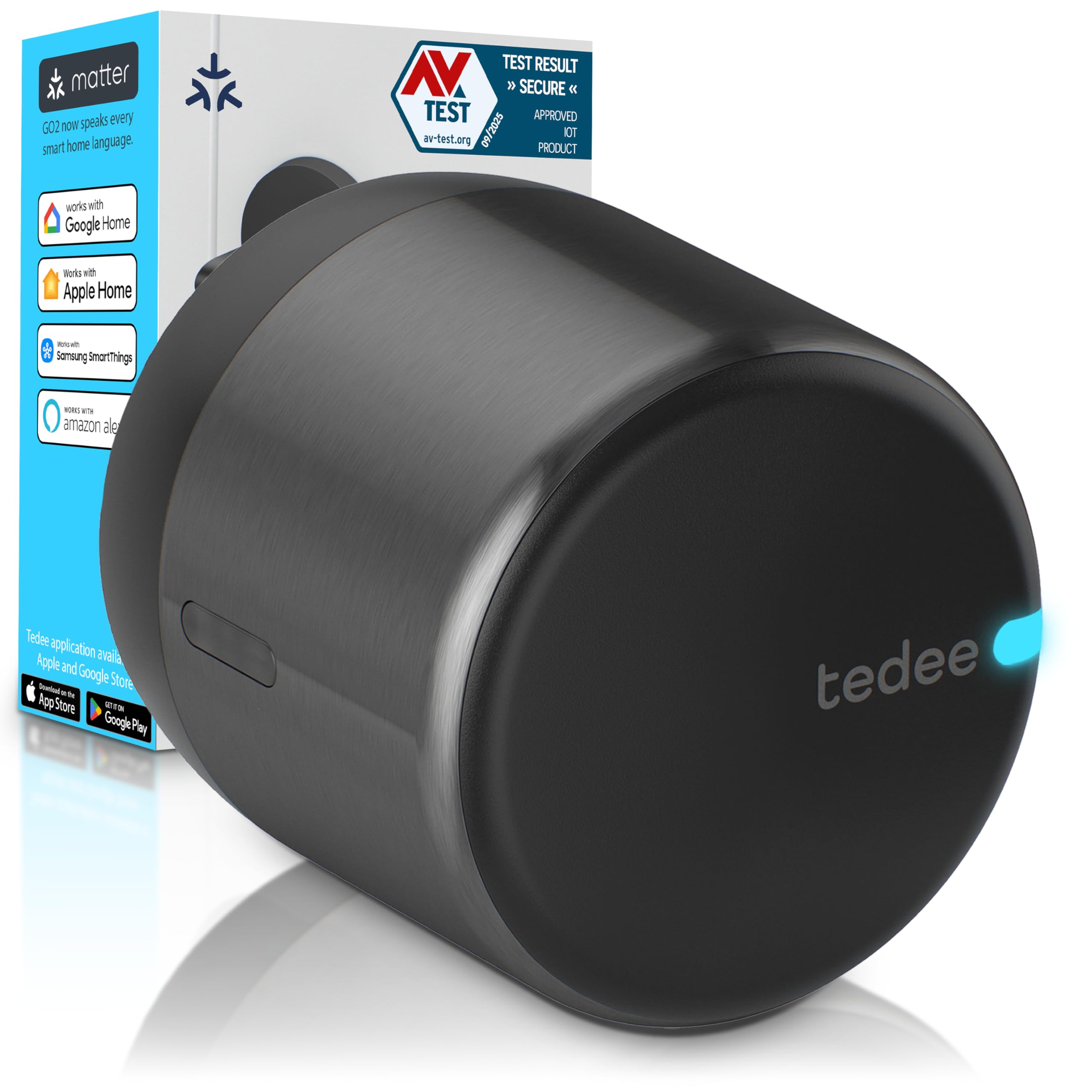 Tedee GO2 Serrure Intelligente Connectée Retrofit pour Porte d'Entrée | Installation Facile Sans Travaux | Déverrouillage Automatique Sans Clé | Bluetooth, Matter, Apple HomeKit, Alexa, Google Home