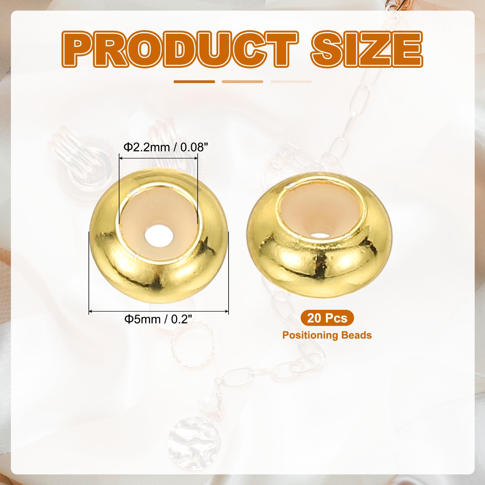 PATIKIL 20Pcs 4mm Positioning Spacer Beads – 18K Gold Plated Brass With Silicone Insert For Bracelet & Necklace Making - View #6