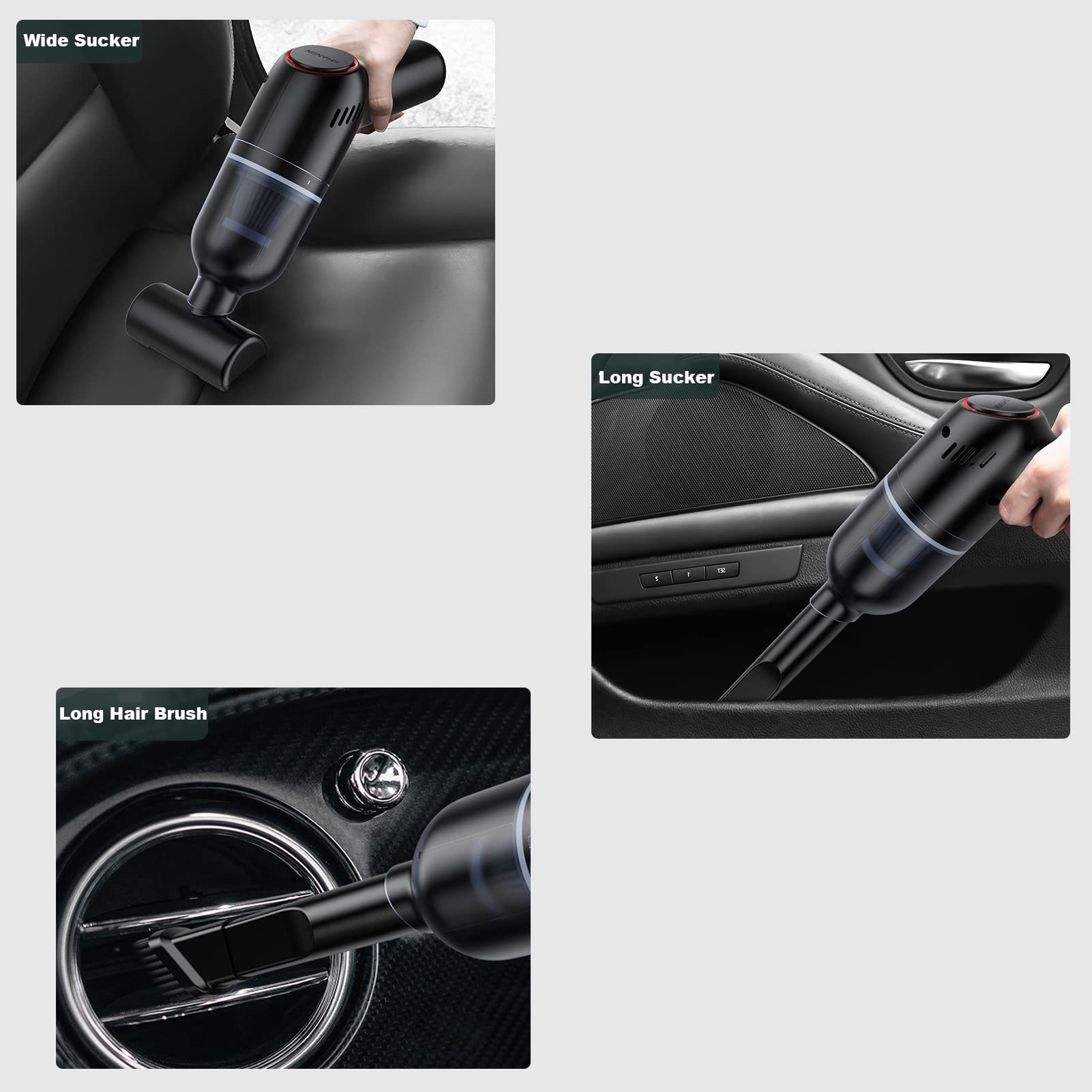 Handstaubsauger, kabelloser Autostaubsauger, tragbarer 120-W-Staubfilter mit wiederaufladbarer 1800-mAh-Batterie für die Reinigung von Tierhaaren, Privathaushalten und Autos