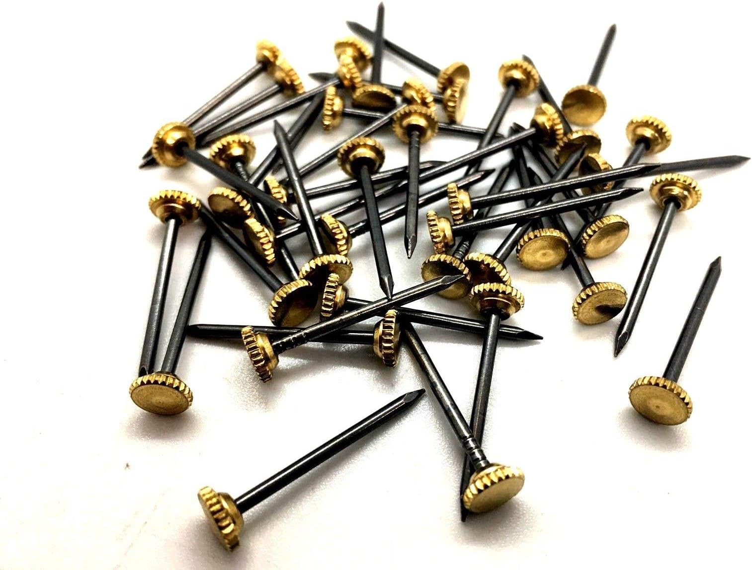 40 Hardened picture pins with knurled brass head