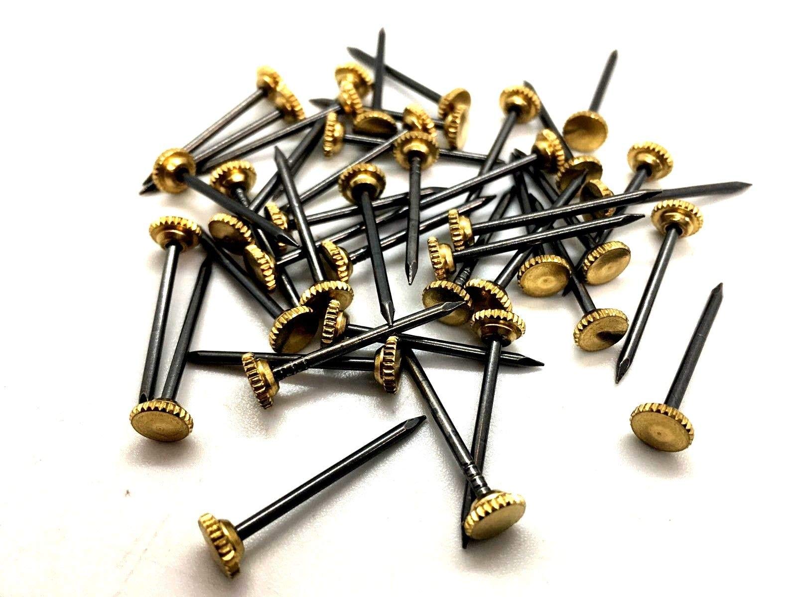 40 Hardened picture pins with knurled brass head