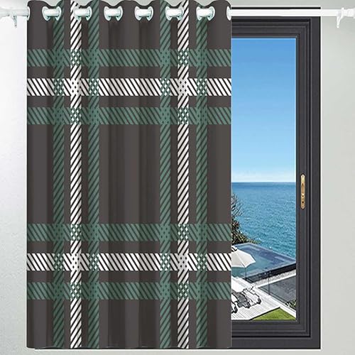 Miniatura 2 de Cortinas oscuras para dormitorio, cortinas a cuadros gris claro para armario, puerta sin puerta, decoración de interiores de 60 pulgadas de ancho x