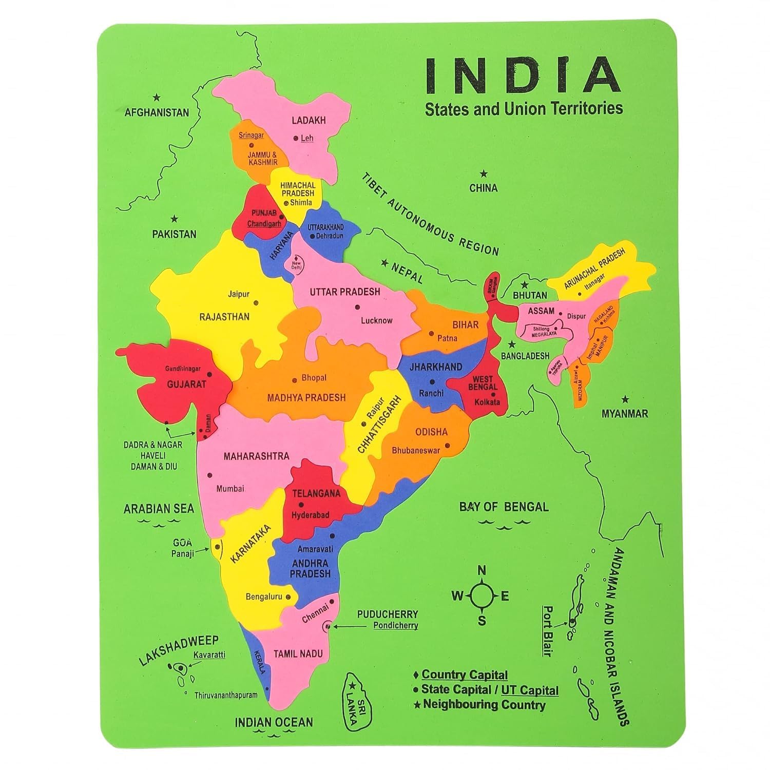 Hinati India Map Puzzle Game with State Shaped Pieces, 28 Pieces Educational Puzzle Game,Jigsaw Puzzle Toy for Kids and above - Multicolor (B0CTTS4CHH) Amazon Price History, Amazon Price Tracker