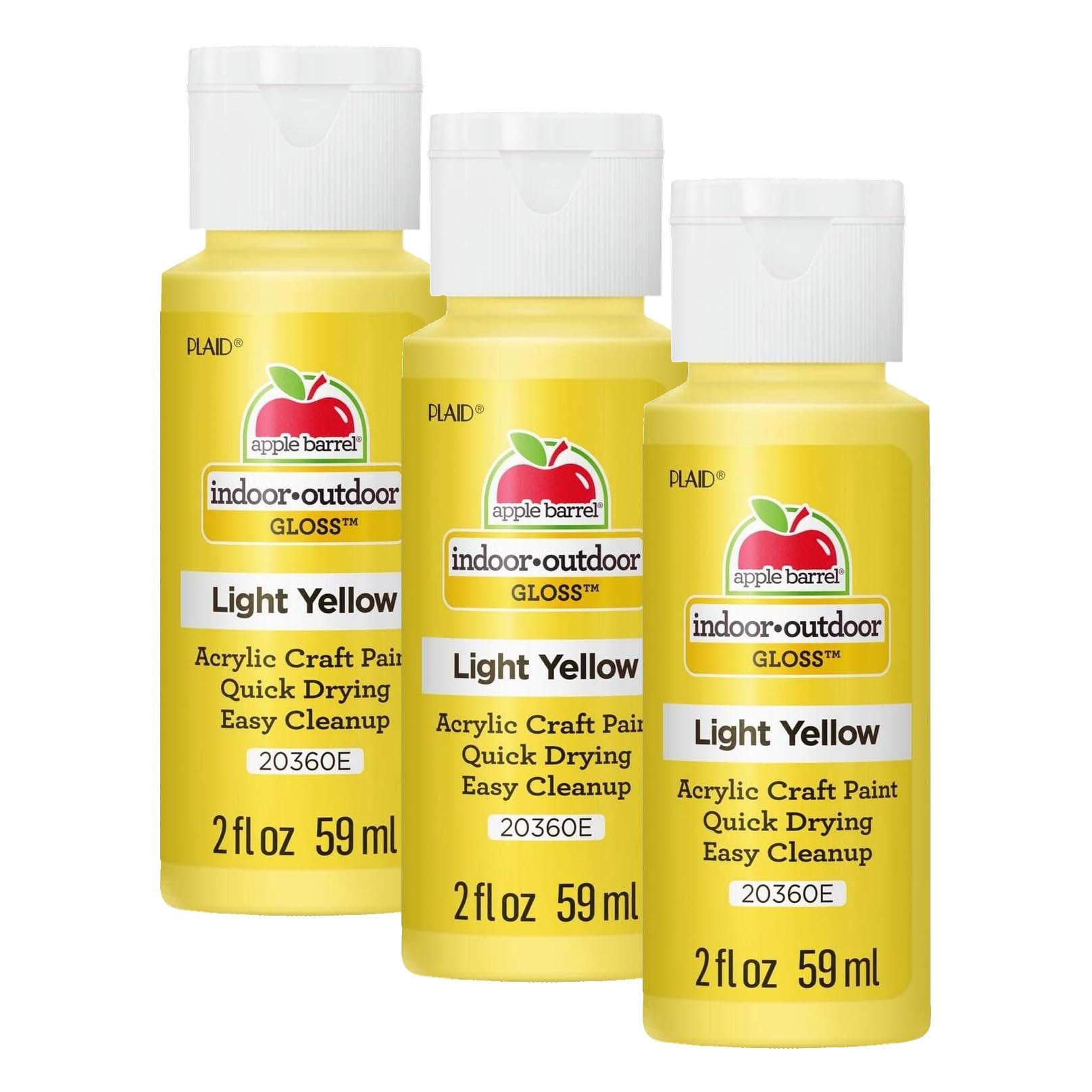 Apple Barrel Gloss Acrylic Paint in Assorted Colors (2-Ounce), 20360 Light Yellow (Pack of 3)