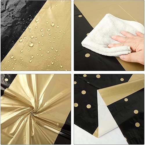 Miniatura 2 de Oudain 6 manteles para fiestas, manteles de plástico con lunares impresos, impermeables, desechables, rectangulares, para cumpleaños, bodas, fiestas