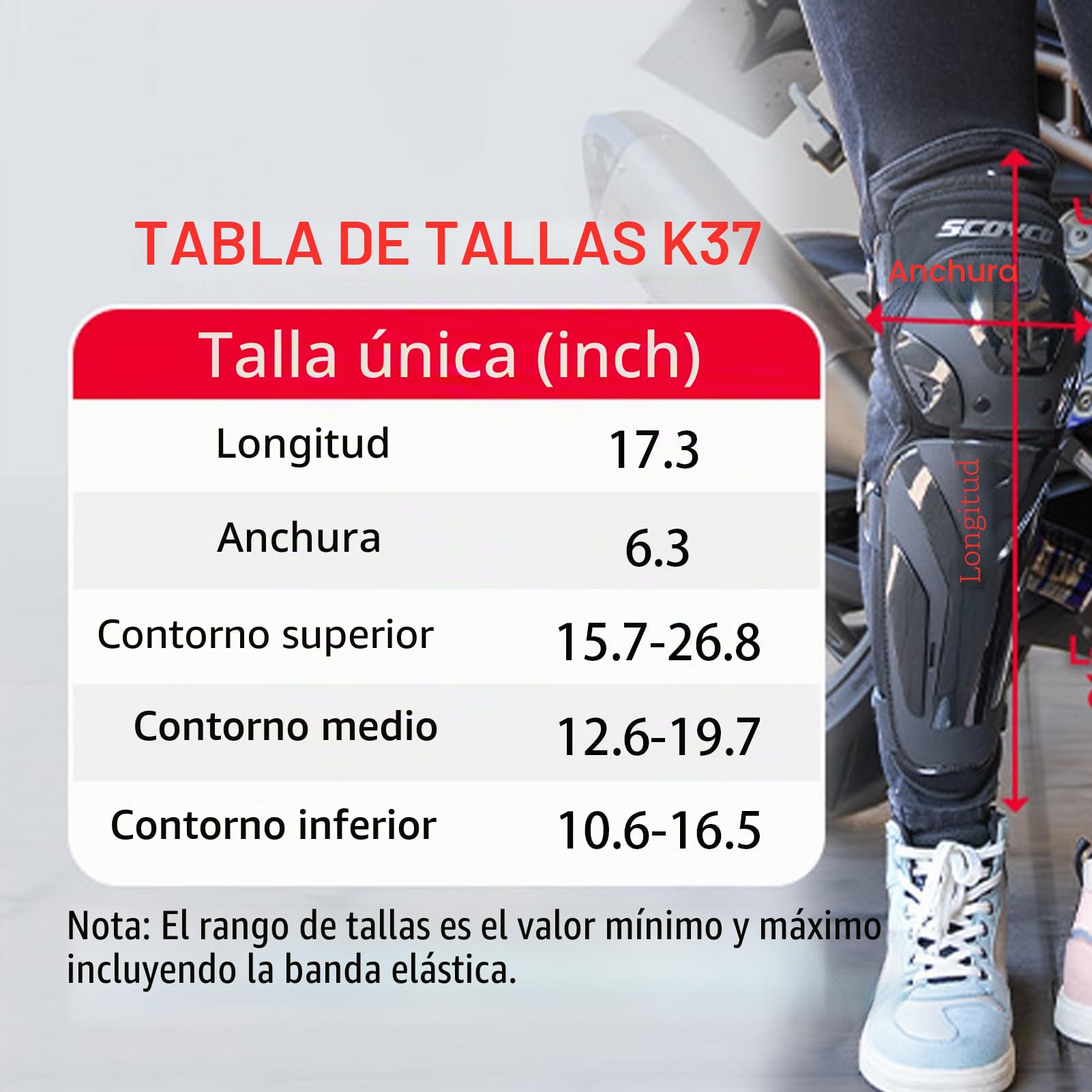 Scoyco 1 Par Motocicleta Rodilla Espinillera Pads Negro Ajustable Rodilla Cap Pads Protector Armadura para Motocross | Bandas ajustables de protección para ciclismo