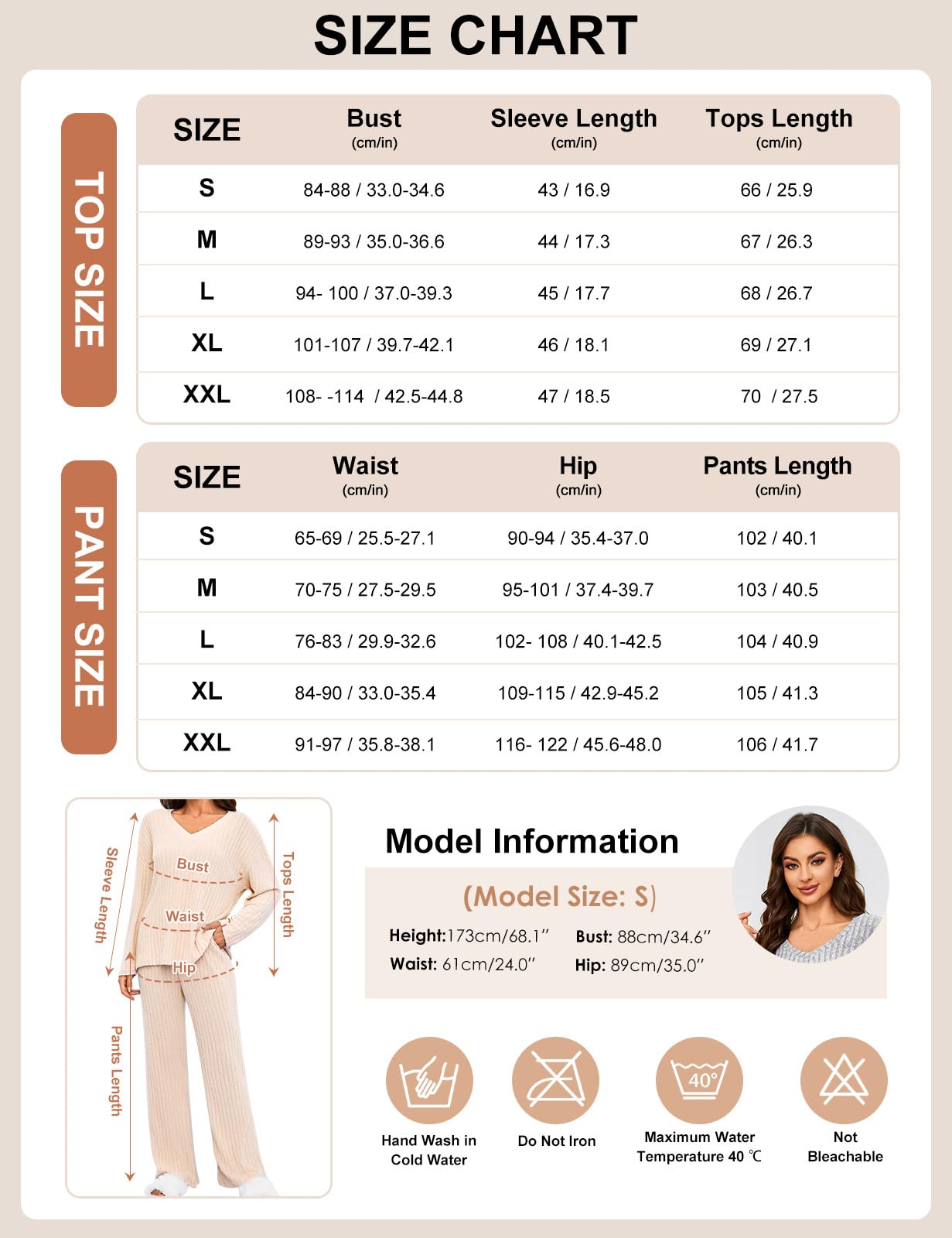 Tuopuda Ensemble Femme Chic et Elegant Pyjama à Manches Longue 2 Pièces Pantalon à Taille Élastique Haut Tricot Vêtement de Nuit Doux Vêtement d'Intérieur Sleepwear