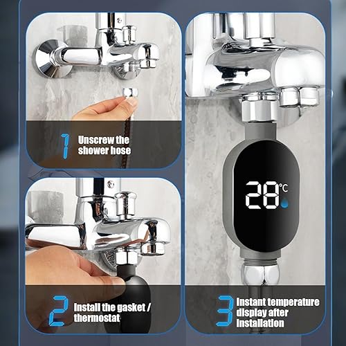 Miniatura 6 de Termómetro de cabezal de ducha para bebé, pantalla digital, indicador de temperatura del agua de ducha LED, medidor de medidor, accesorios de baño