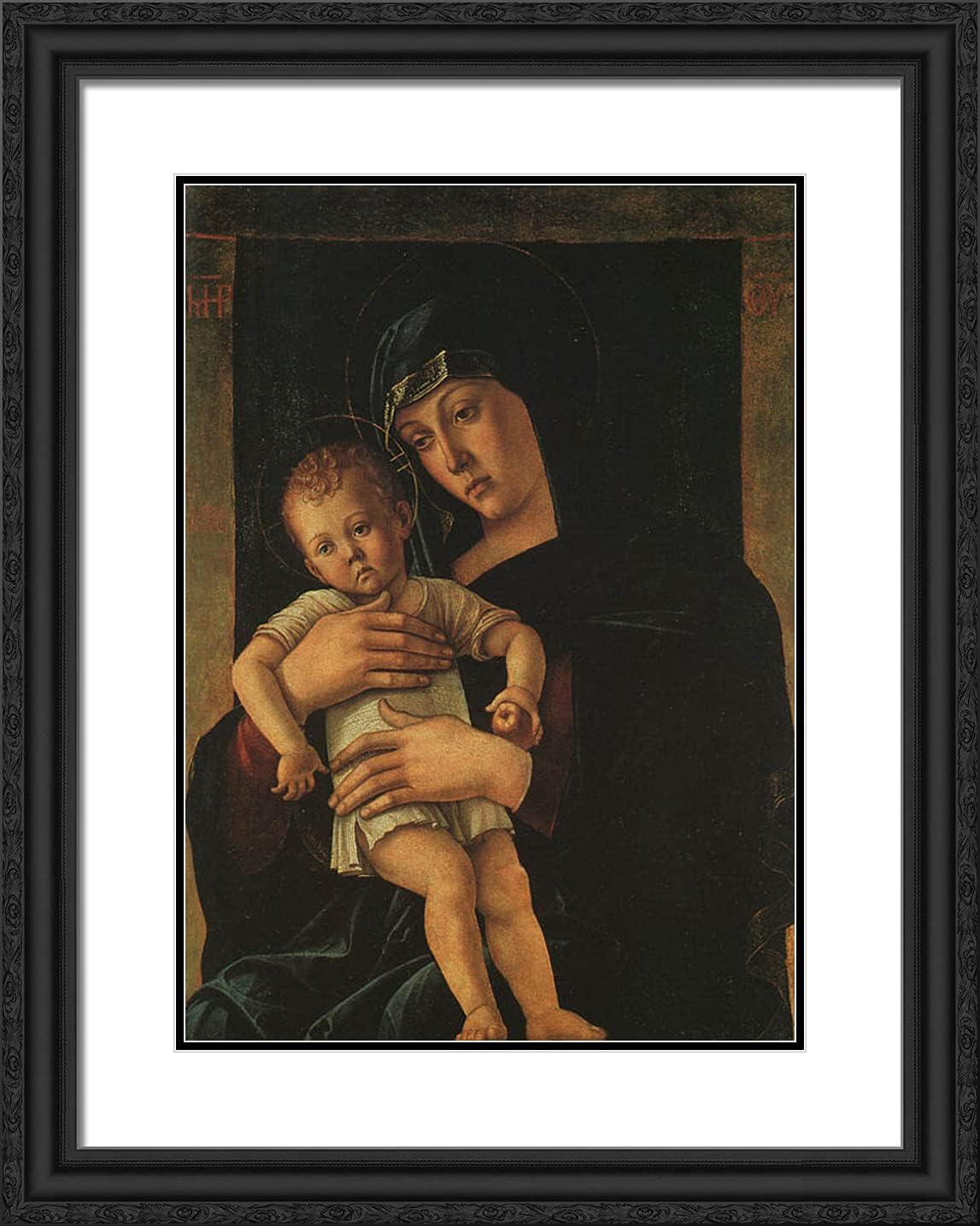 ArtDirect Bellini, Giovanni 20x24 Gold Ornate Framed Art Print with Double Matting Titled: Greek Madonna