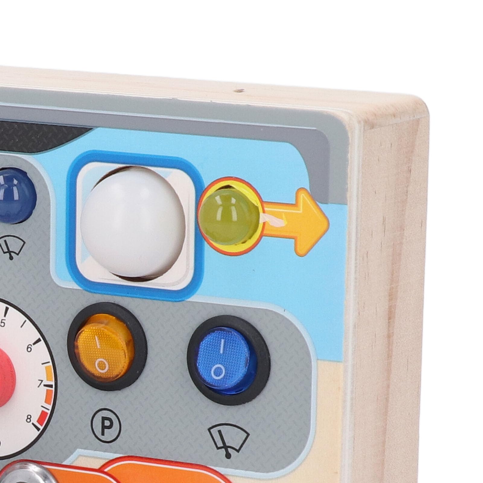 Busy Board für Kleinkinder von 1 Bis 3 Jahren, Sensorspielzeug aus Holz, Lenkrad-Aktivitätsbrett mit Zündschalter und Schalthebel für Vorgetäuschtes Fahren