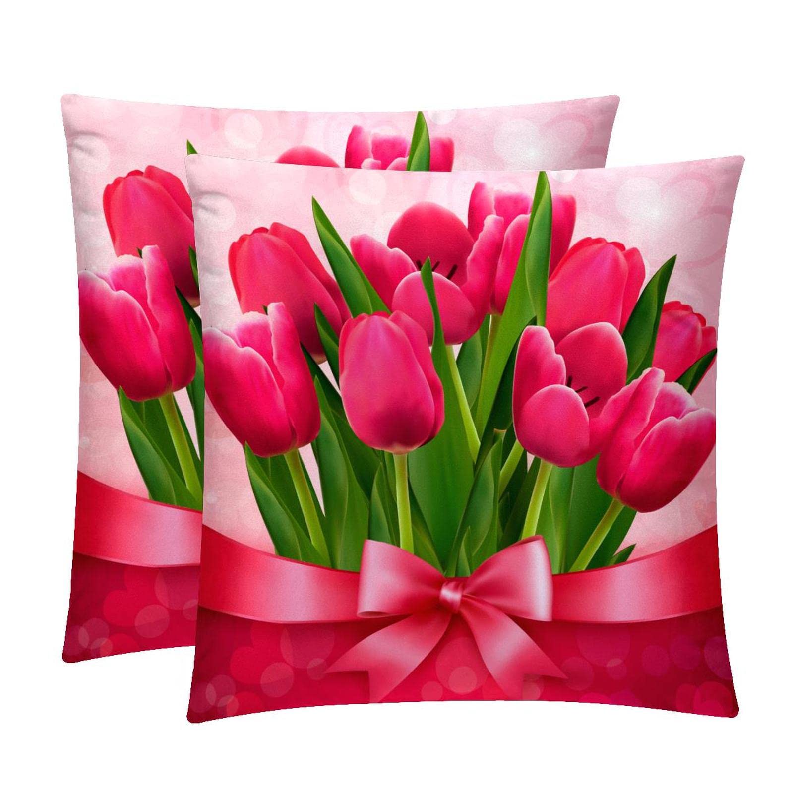 Housses de coussin lombaire tulipes roses le cadeau idéal pour la fête des mères