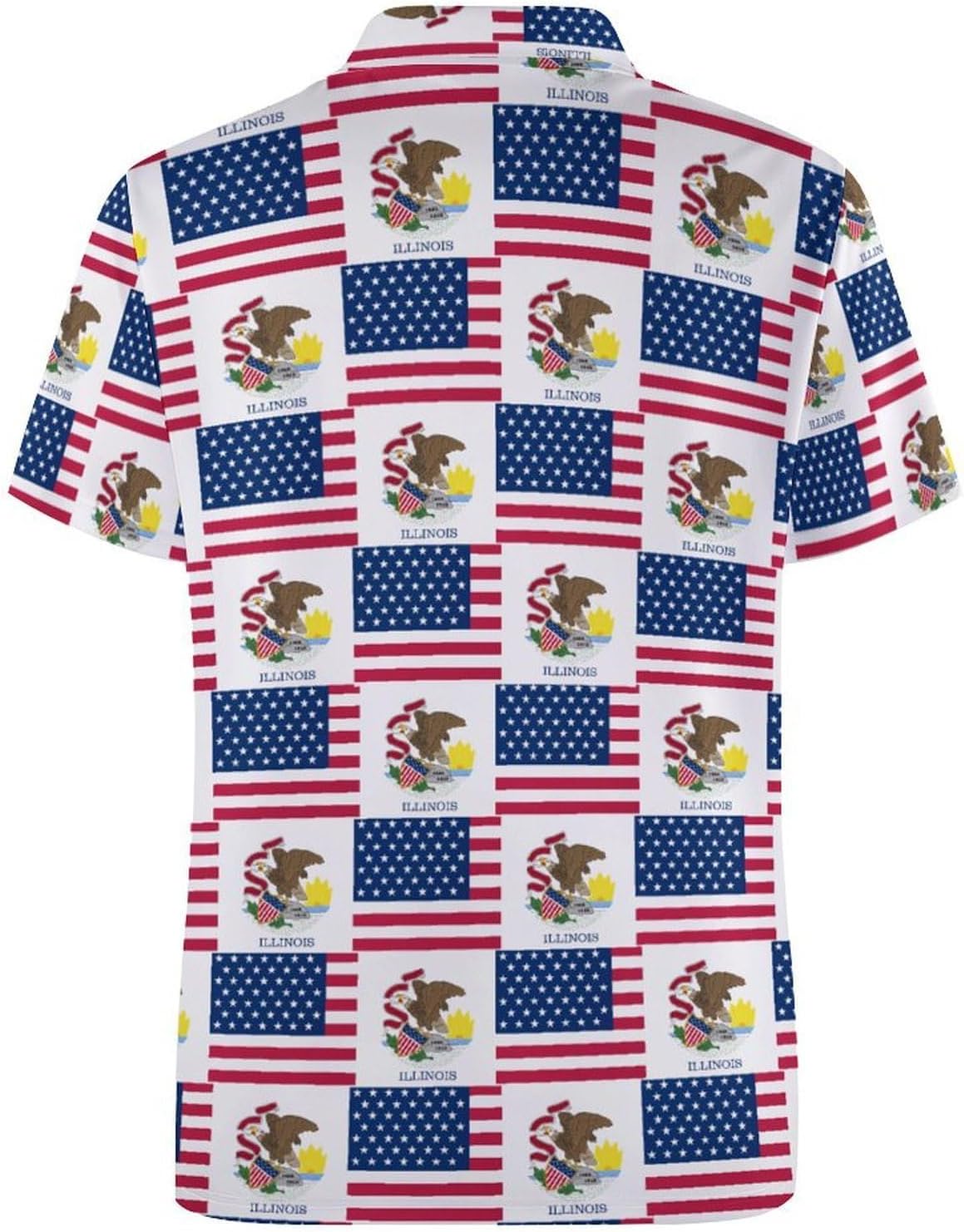 Flag of USA and Illinoiss Women's Golf Polo Shirts Short Sleeve Quick Dry Tennis Tops Casual Work Blouses