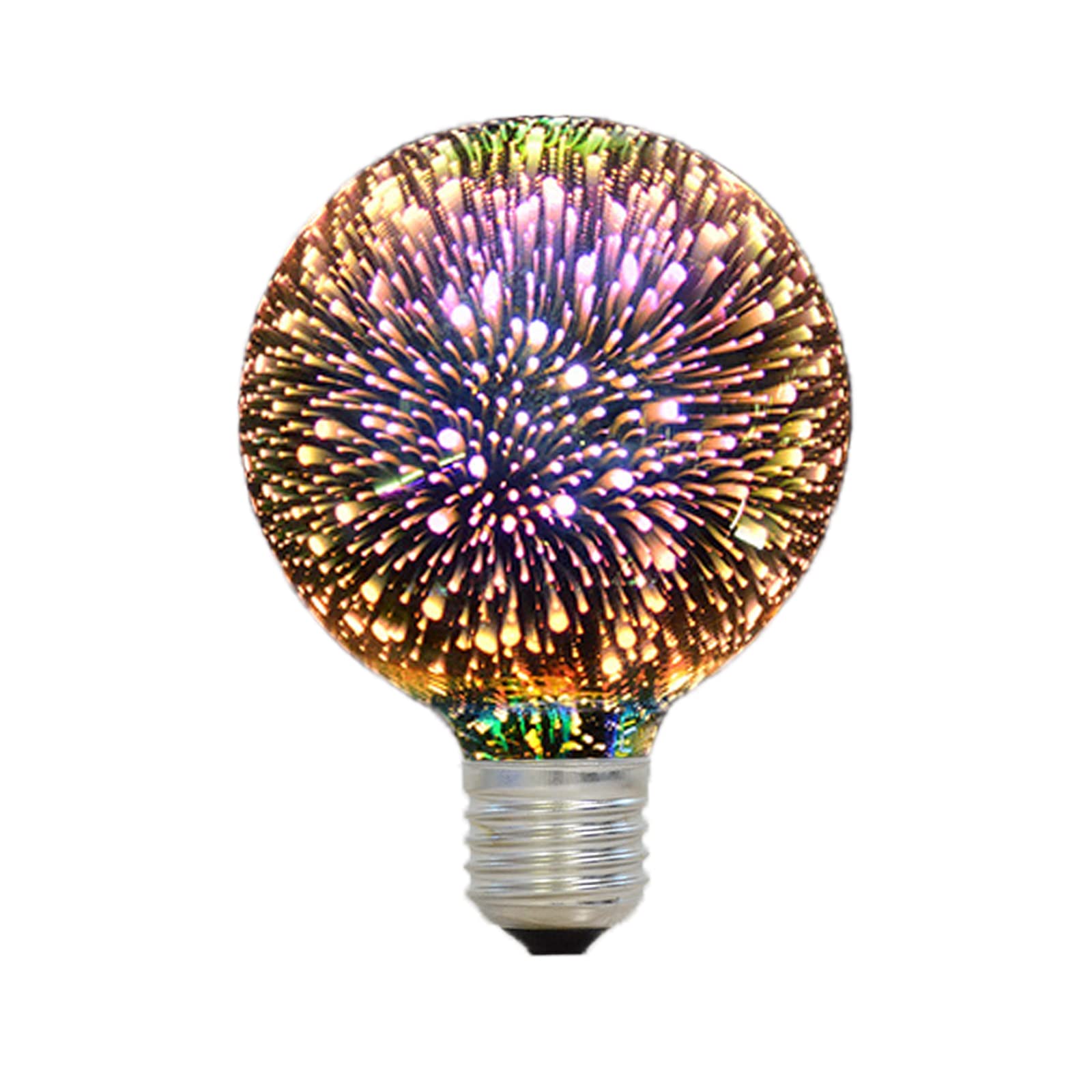 PURESILKS Edison Firework Light Bulb-LED Light Bulb,3D Decorative Bulbs for E26, Multicolored Stained Grass Light Bulb for Christmas Day and Daily Party Decoration