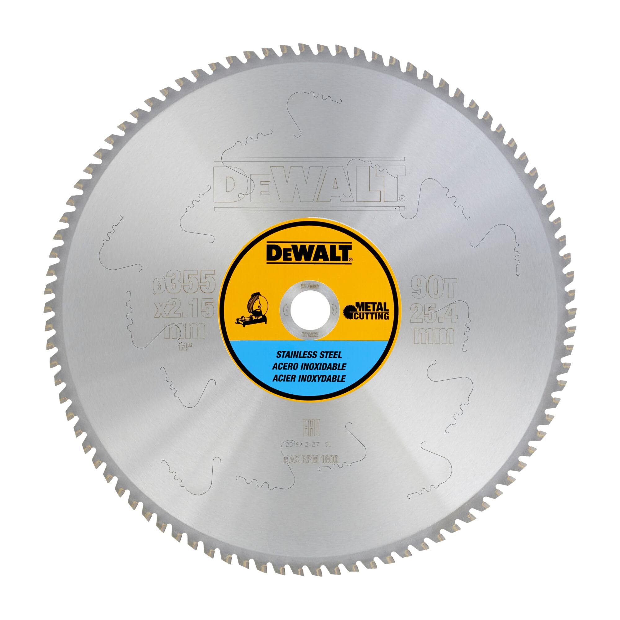DEWALT DT1922-QZ DT1922-QZ-Hojas Sierra Estacionarias 355 x25.4 x 90D para Acero inoxidable