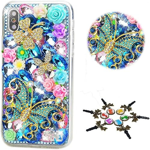 Miniatura 5 de STENES Funda brillante compatible con Nokia G300 5G (2021)  Elegante  3D hecha a mano con diseño de diamantes de imitación de mariposa retro con