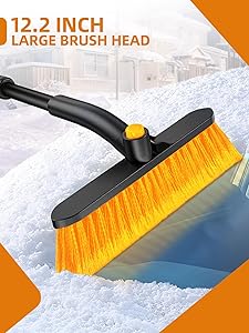 Jkapy 44 Inch Ice Scraper Snow Brush and Ice Scraper for Car Windshield,Extendable Snow Scraper and Brush with Comfortable Foam Grip for Truck Vehicle Automobile Snow Removal