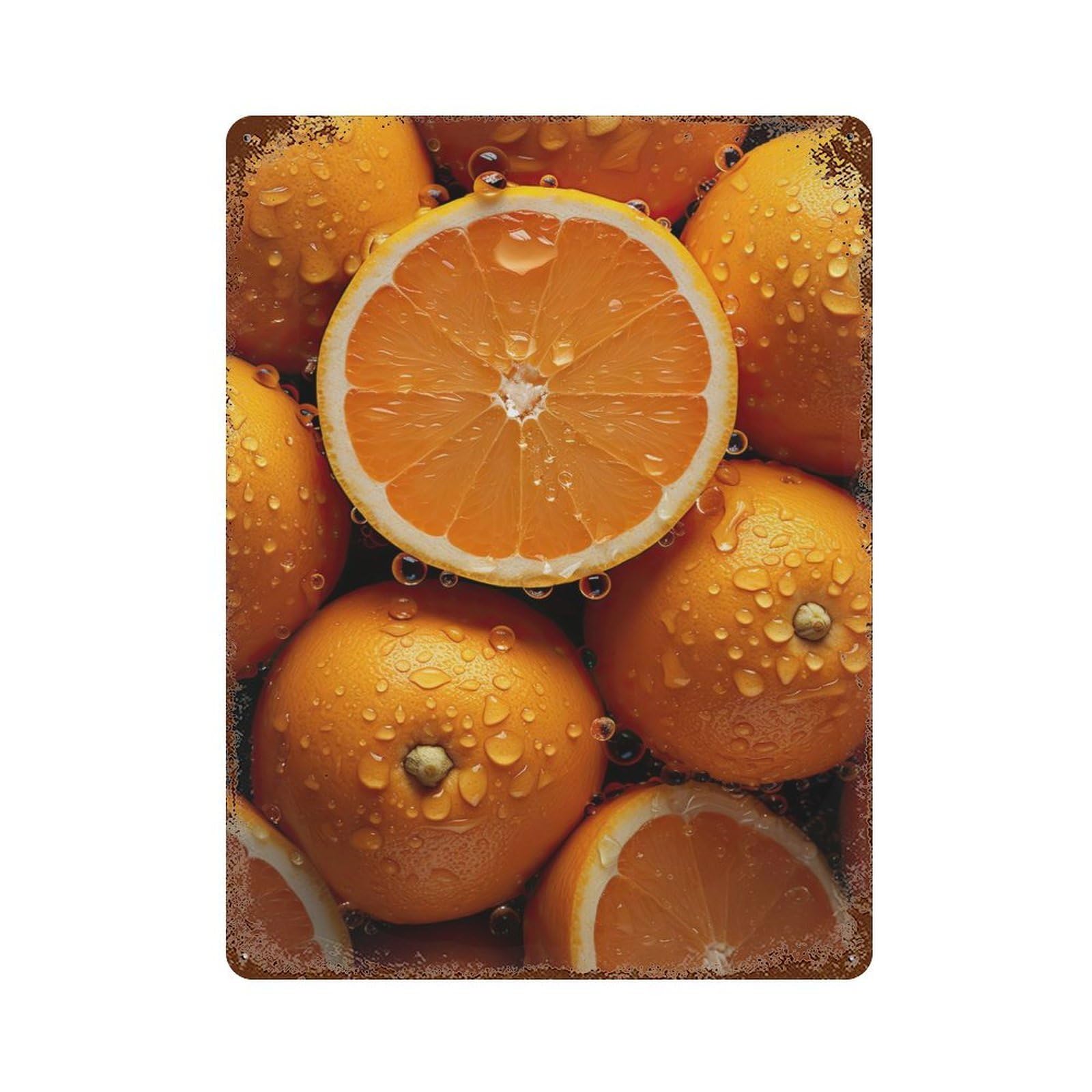 Orange 15.7"x11.8" Rusty Metal Tin Sign, Novelty Wall Decor for Cafe, Home Bar And Lounge Decor