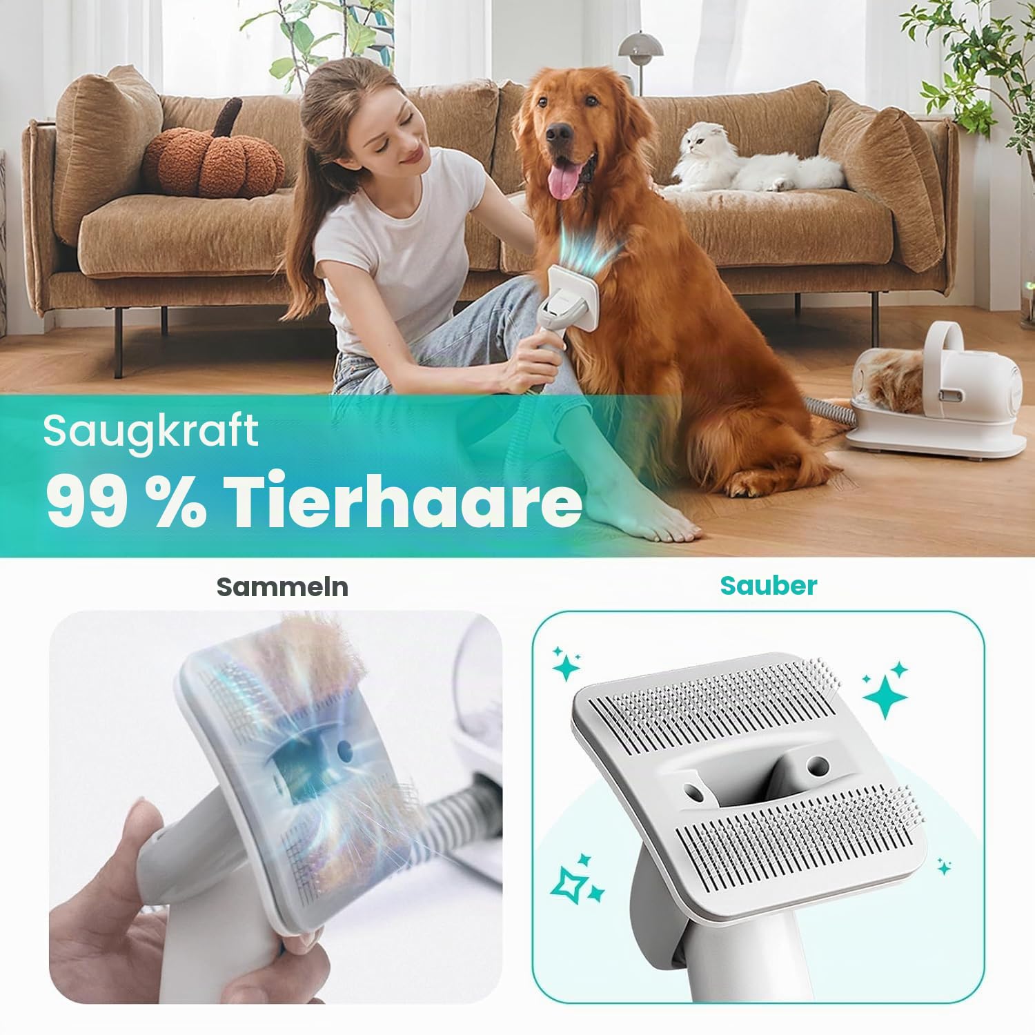 Neakasa P1 Pro Hundeschermaschine mit Staubsauger, leise Schermaschine Hund Katze, Profi Haustierpflegeset, Tierhaarschneidemaschine, elektrische Hundetrimmer mit 5 bewährten Pflegewerkzeugen