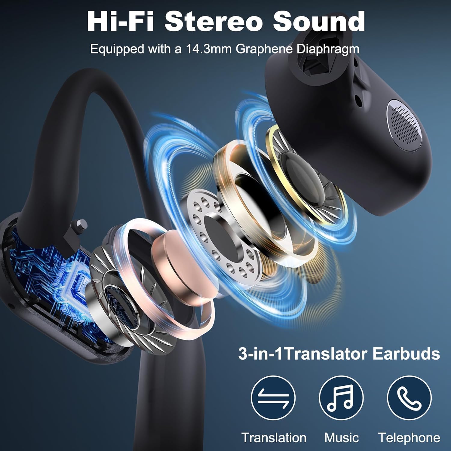 Ai Translation Earbuds Real Time, Simultaneous Interpretation Translator Earbuds, 144 Languages Translatior Headphones,60H Audifonos Traductores Inglés Español, Wireless Bluetooth Earphones, Khaki - Image 6