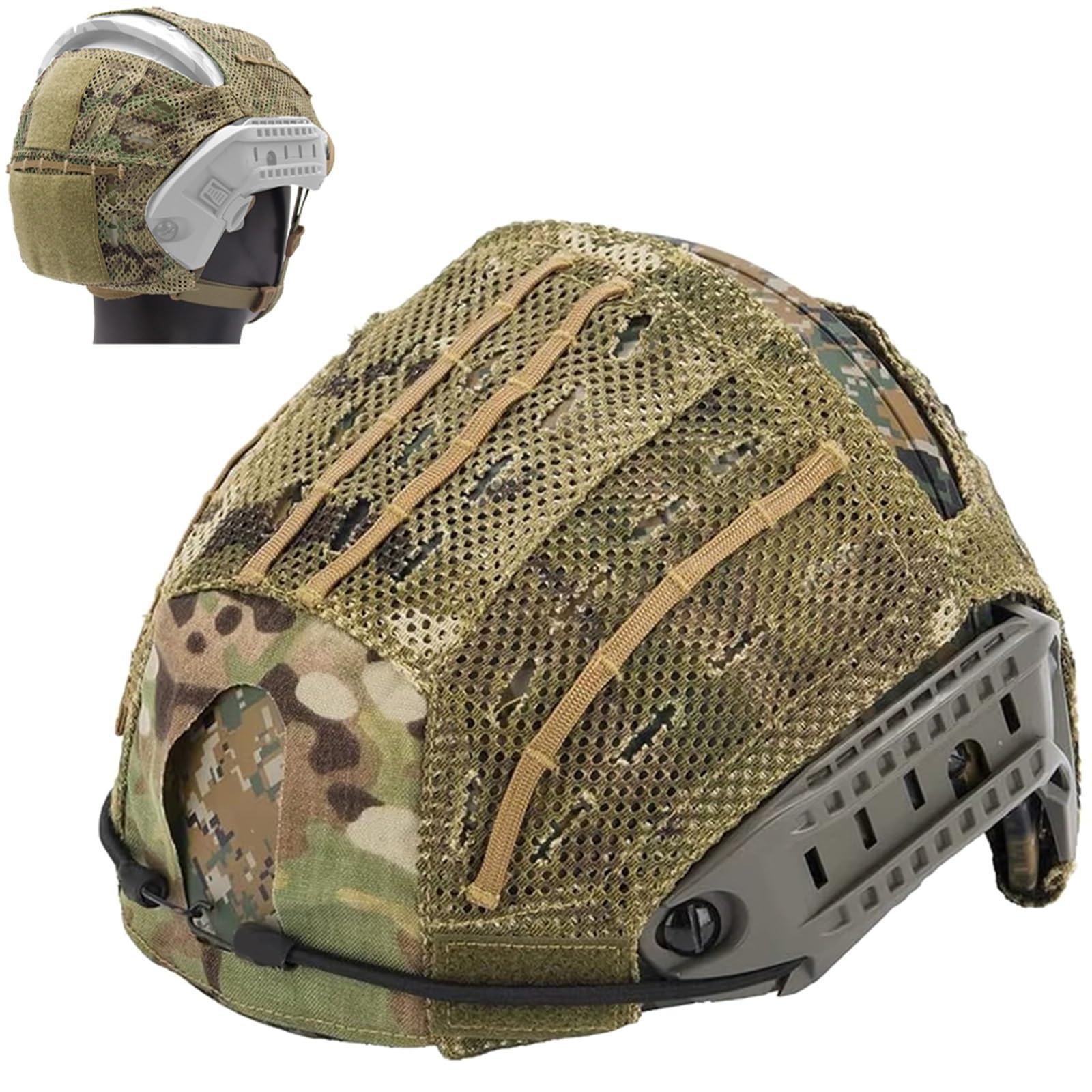 WLXW Funda Tela Casco Táctico para Cascos Combate Similares Tela Malla Especial 2 En 1 Casco Equipo Caza CS Airsoft