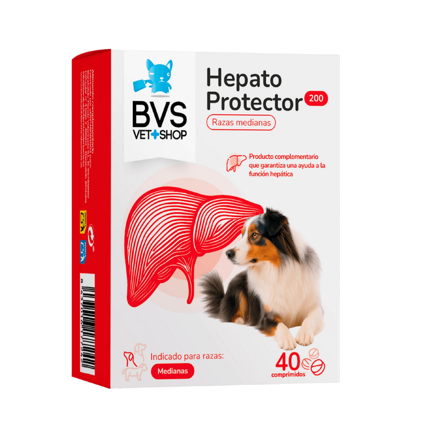 BVS Vet Shop | Hepato Protector Plus 40 Comprimidos para Perros y Gatos | Ayuda a la función hepática de tu Perro o Gato | 200/50 - Razas Medianas y Grandes