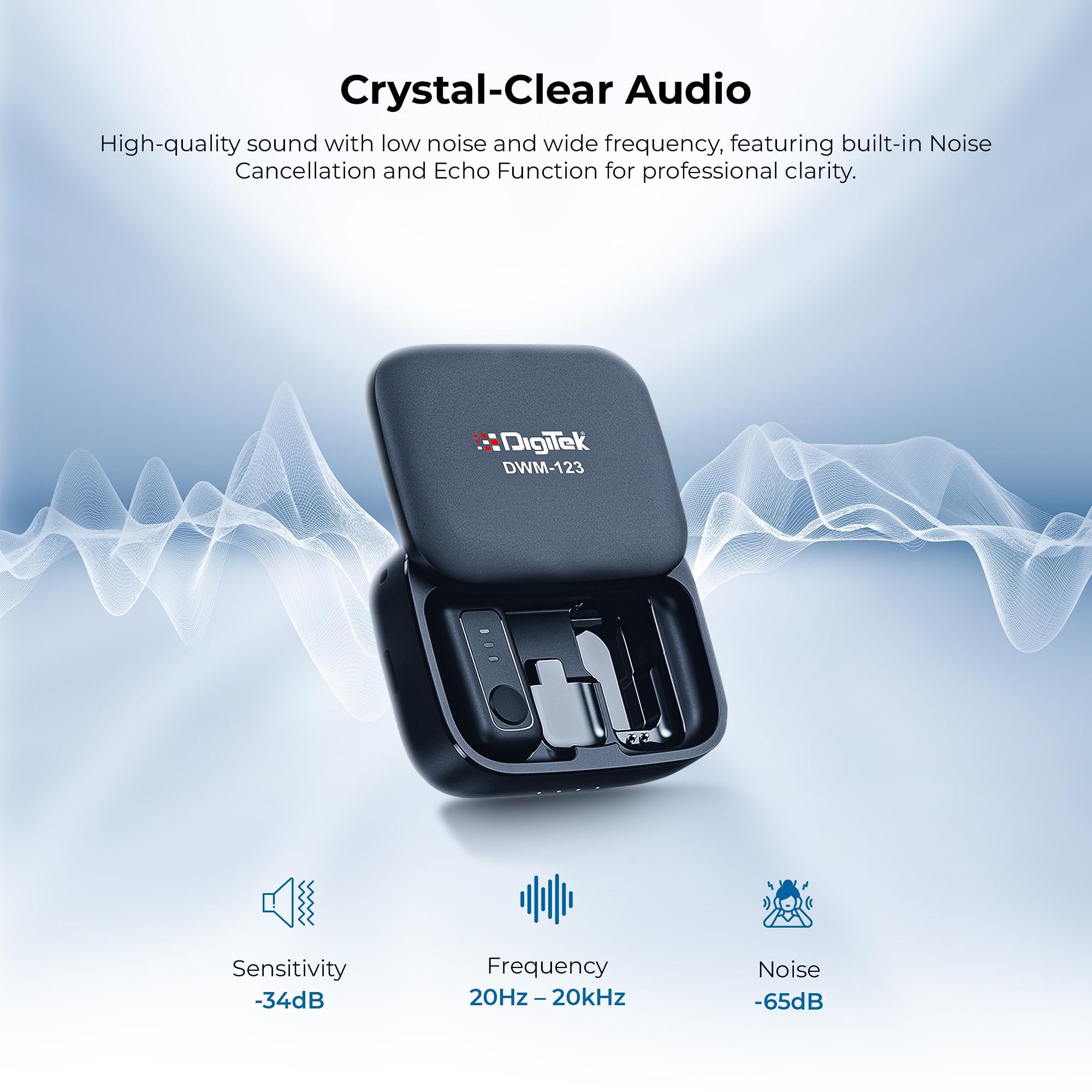 Digitek Wireless Microphone System - 2-in-1 with Charging Case -3 Digitek Wireless Microphone System - 2-in-1 with Charging Case -3