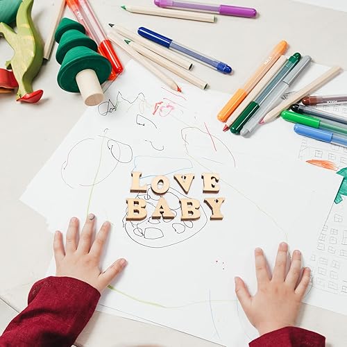 Miniatura 7 de MAGICLULU Letras del alfabeto de madera, 100 letras pequeñas del alfabeto de madera de 0.60.591in, letras de madera sin terminar, mini símbolos de