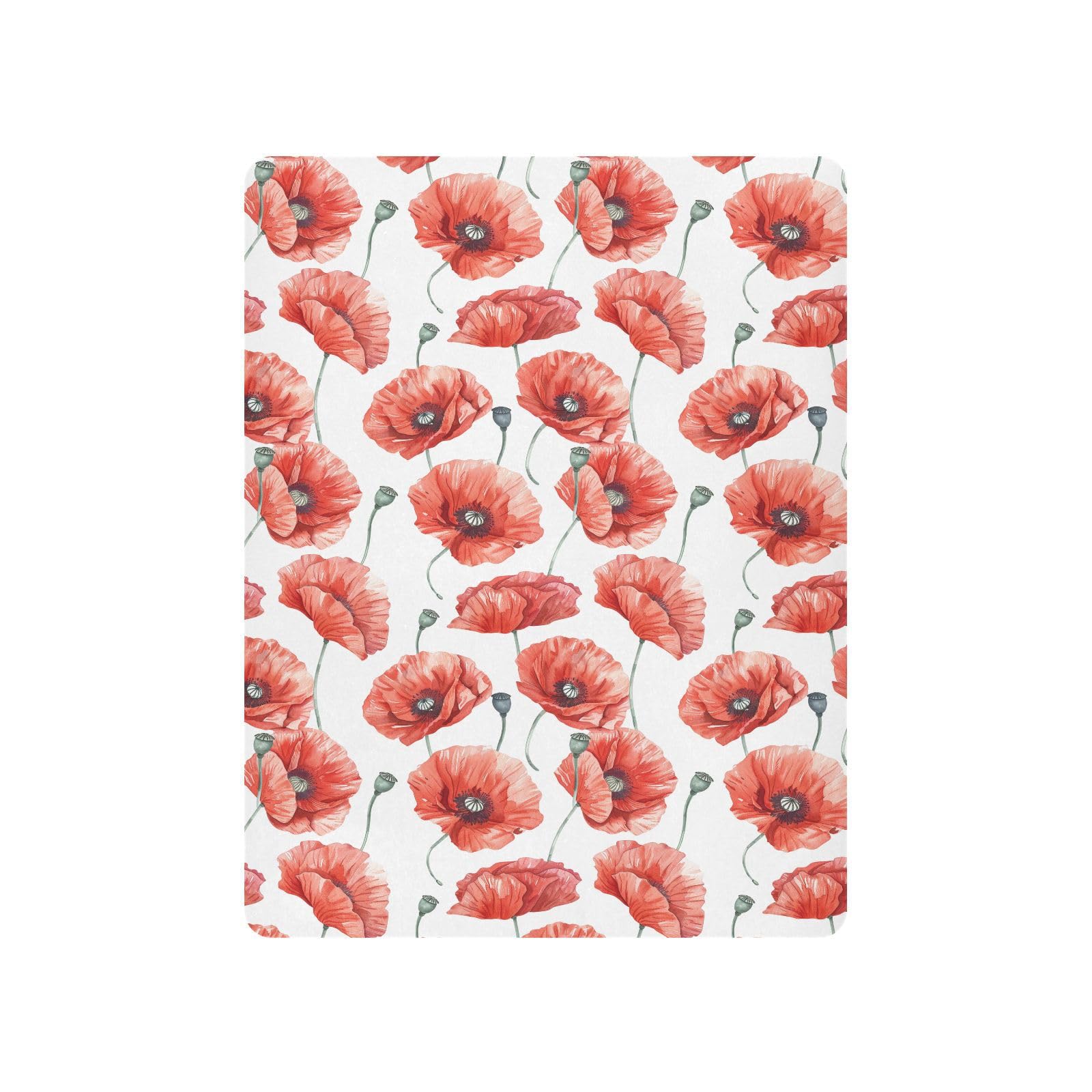 JIPONI Poppy Flowers Soft Playard Sheet- Pack & Play Sheets Fitted, Breathable Mattress Cover for Standard Size Play Yard, 39’x27’x5’