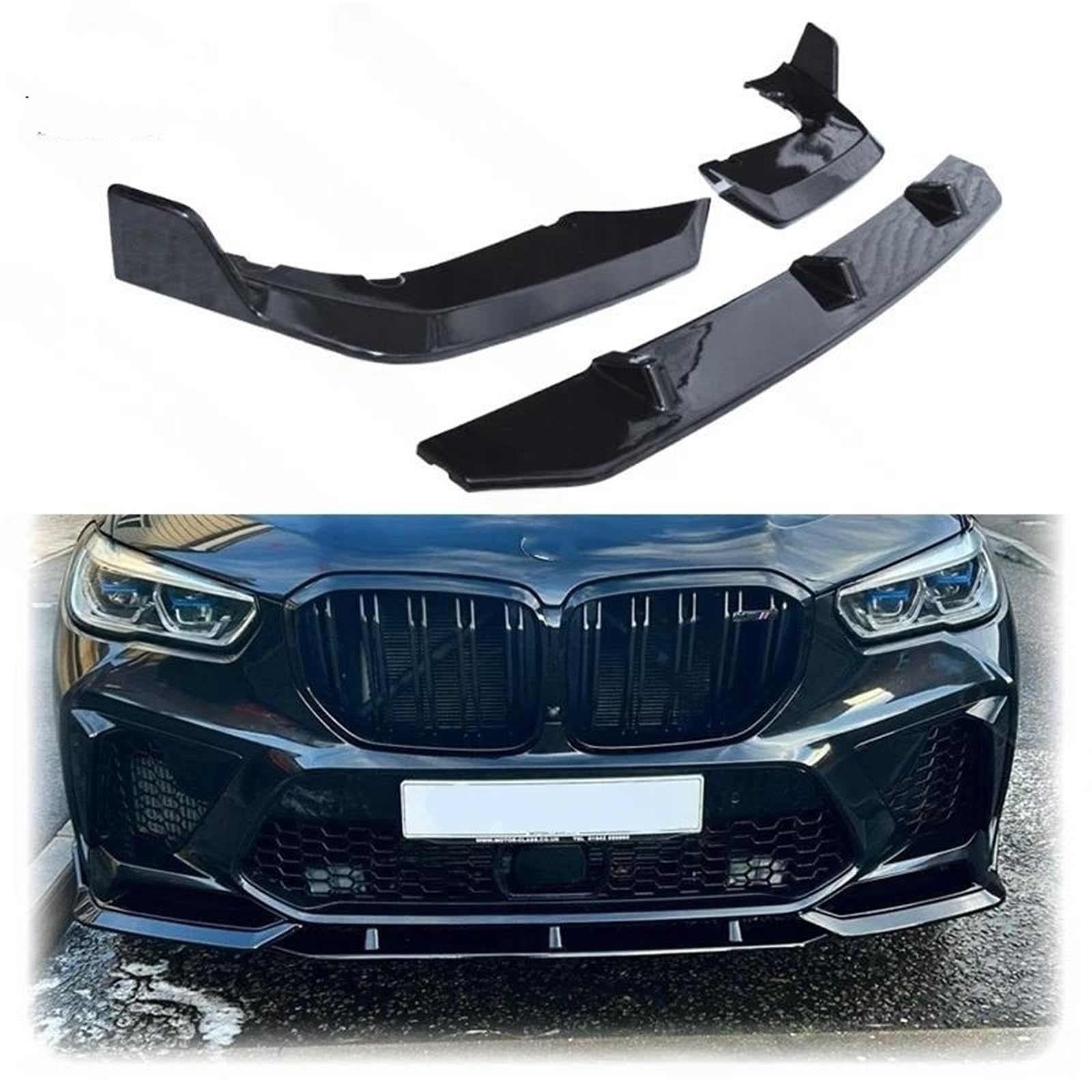 2019 do 2023 kompatybilny z BMW F95 X5M M wydajność dokładka przedniego zderzaka samochodu Splitter zderzaka Spoiler OEM FIT czarne błyszczące zestawy karoserii osłona ABS