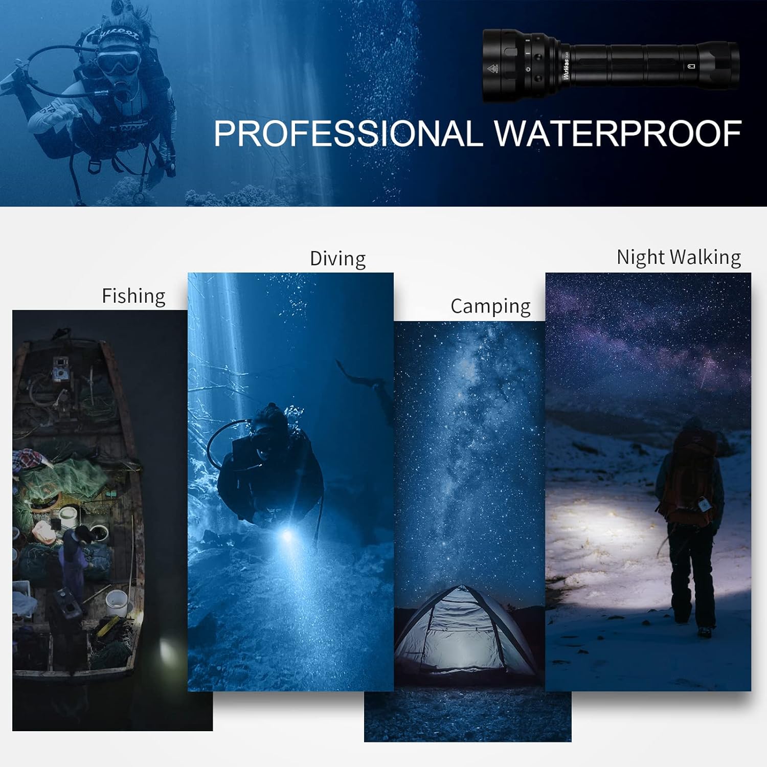 wurkkos Diving Flashlight DL61 Waterproof Dive Light, Max 7000 Lumen Scuba Dive Light Underwater 100m Led Submarine Flashlight with 4 Light Modes, Safety Rotary Switch Scuba Flashlight for Deep Cave : Everything Else