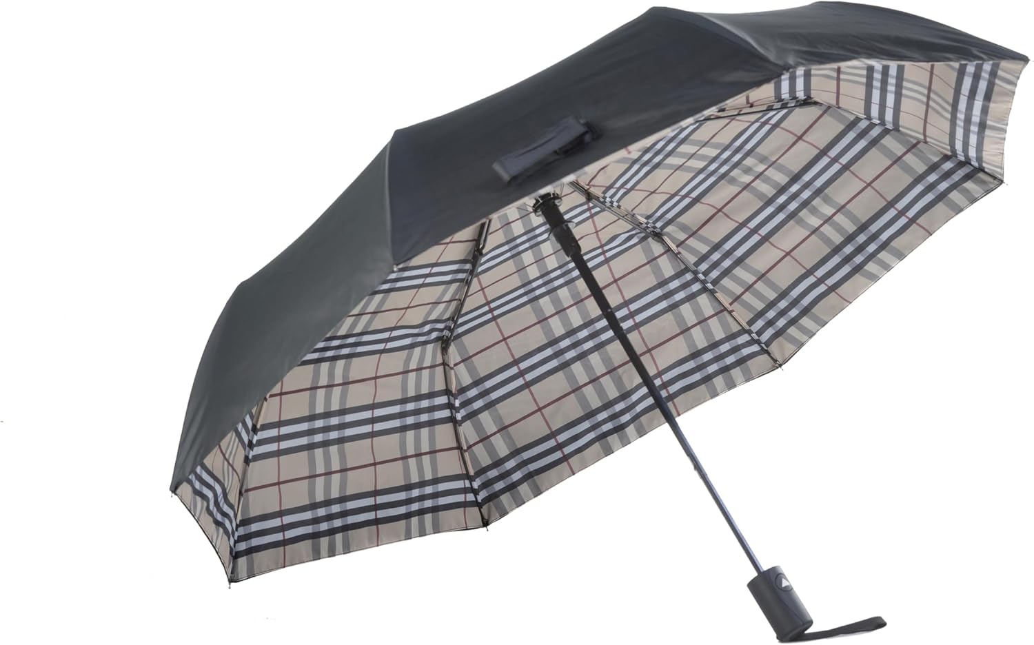Generic Plaid Pattern Umbrella with Auto Open, Doubled Lined, Windproof and Compact Design