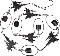 Vista 10 de Things2Die4 Cadena de lluvia de metal de 80 pulgadas con 6 discos celestiales de luna creciente y sol, acabado de bronce, alternativa decorativa