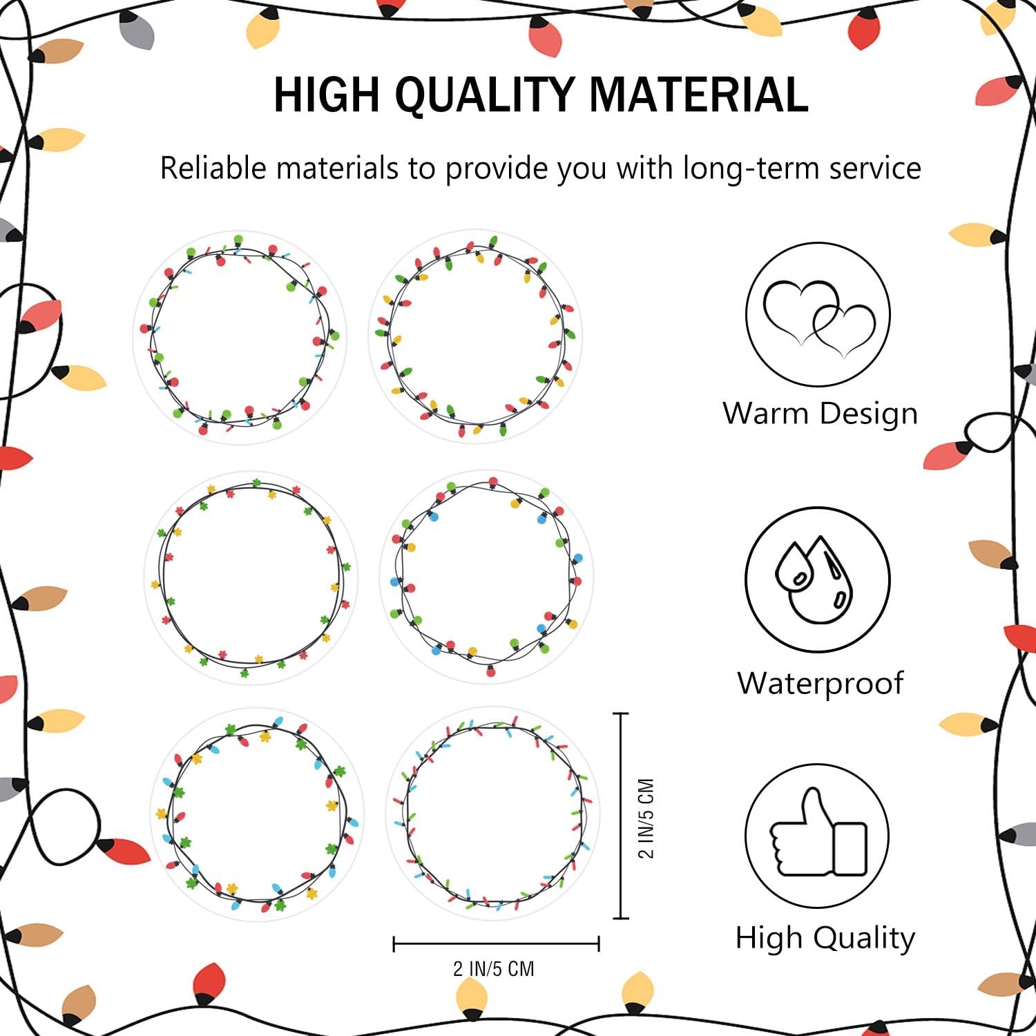 600Pcs Christmas Direct Thermal Labels 2 Inch Winter Bulbs Coding Stickers - Self-Adhesive Xmas Decals for Winter Holiday Party Business & Thermal Printing - Image 2