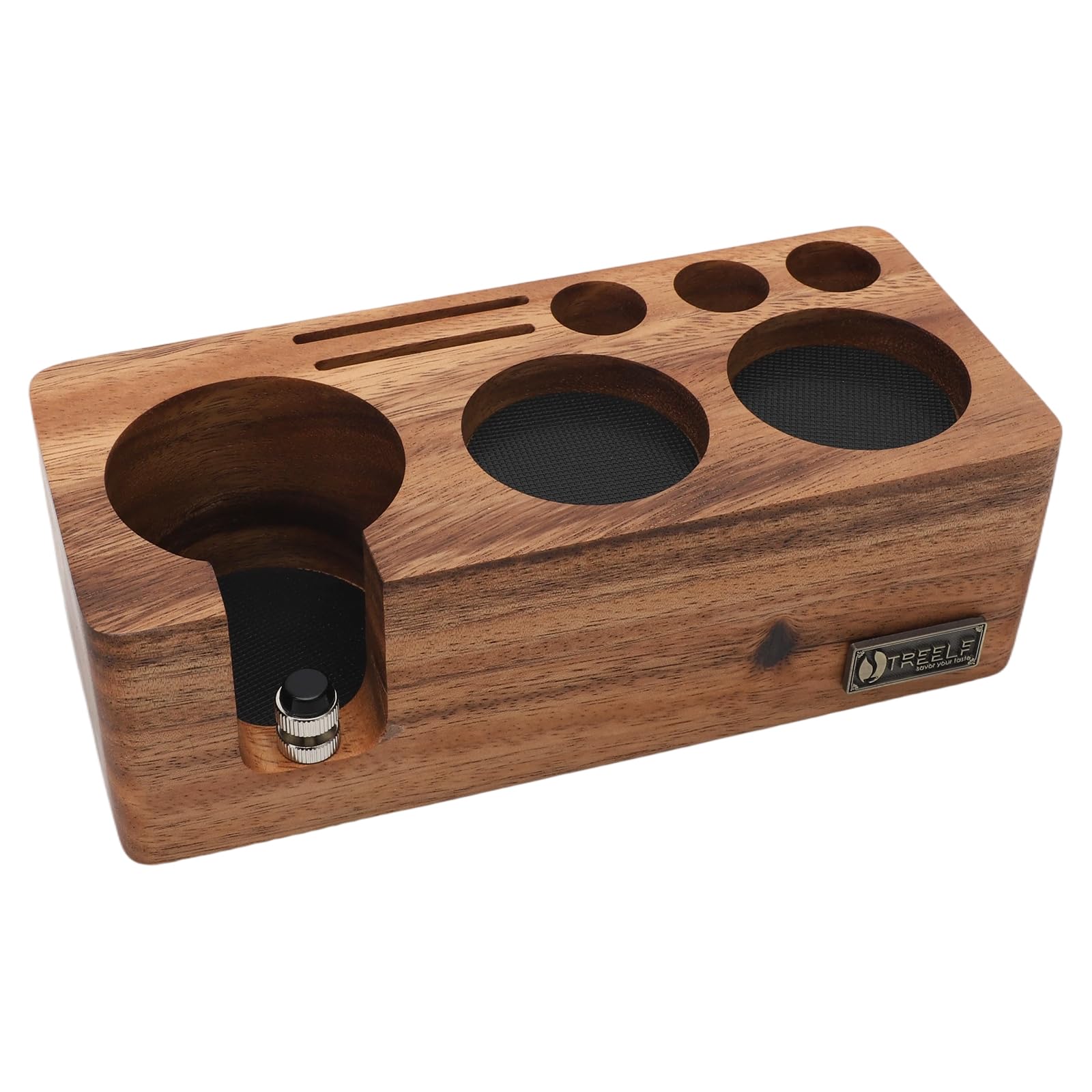 FARYODI Station de tamping pour espresso 54 mm, Station de tamping en noyer massif, Distributeur de café pour barista, Base de pression pour machine à café - Accessoire pour barista (54 mm)