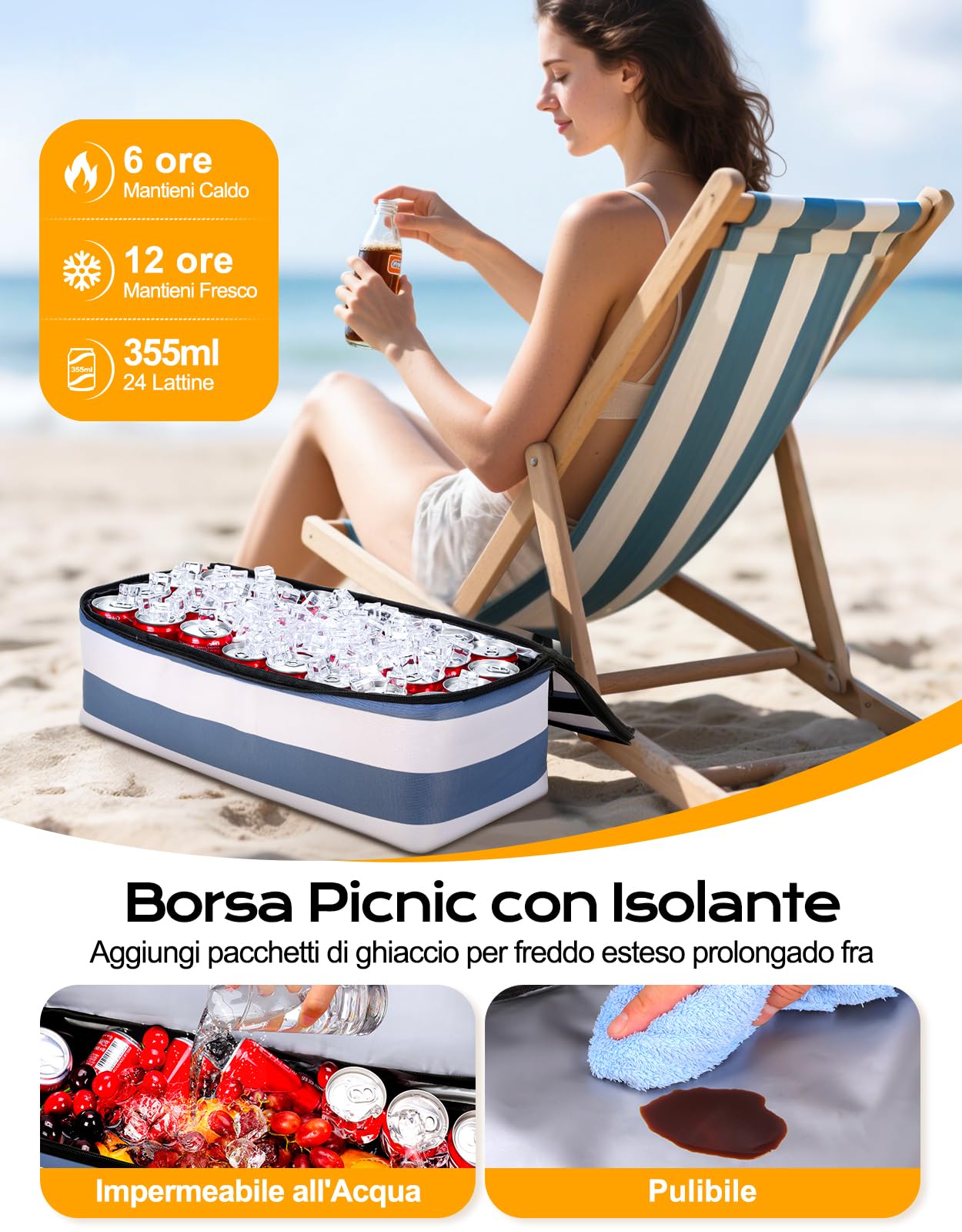CIRYCASE Borsa Mare Grande con Termica XXL, 54L Borsa da Spiaggia Viaggio Impermeabile, Anti-Sabbia Pieghevole Borsone Mano Tote Bag Multitasche e Barriera Umida per Famiglia/Shopping/Palestra/Vacanze